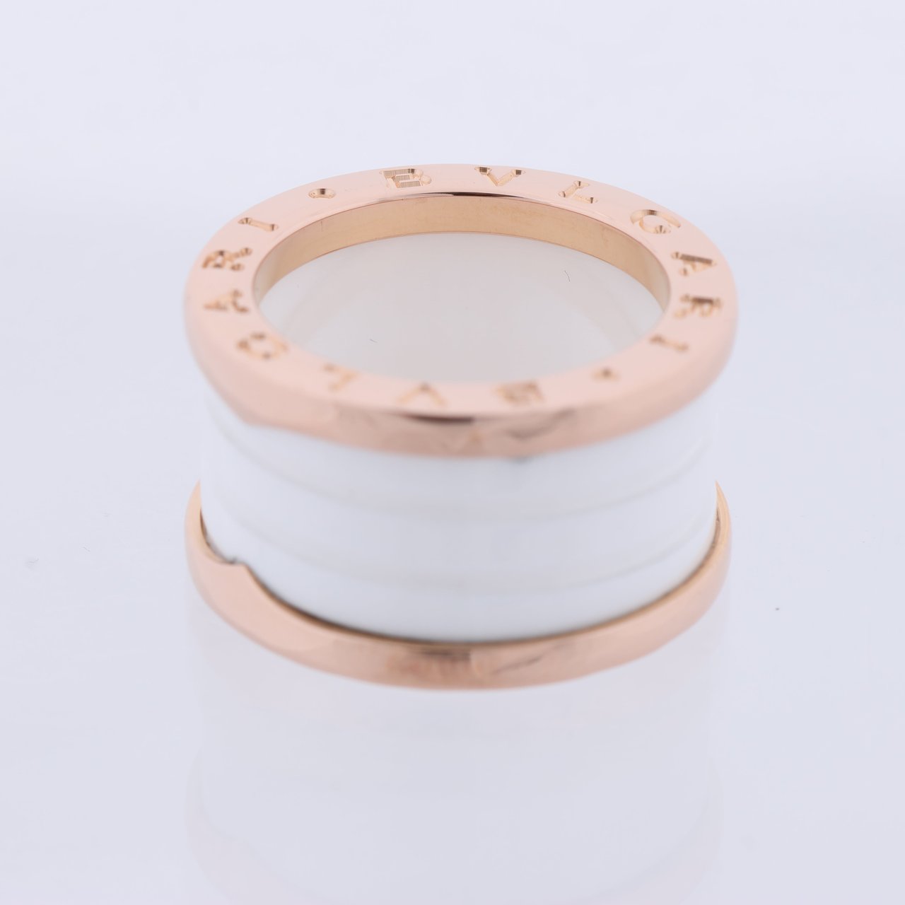 Bvlgari Bvlgari B.Zero1 Ring in 750 Pink Gold and White Ceramic (9.4g, Size 49) Goud