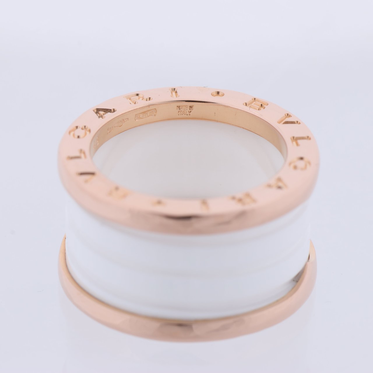 Bvlgari Bvlgari B.Zero1 Ring in 750 Pink Gold and White Ceramic (9.4g, Size 49) Goud