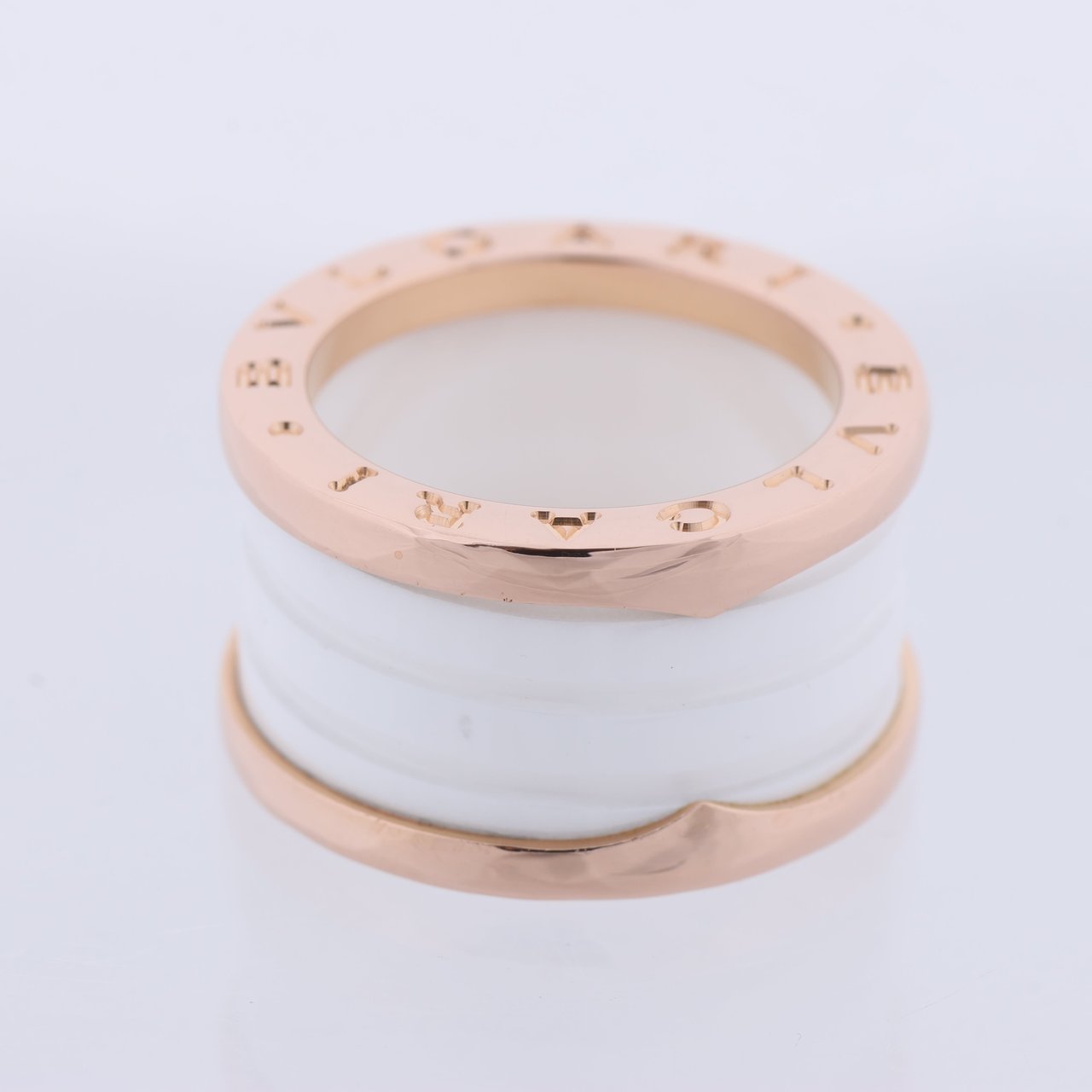 Bvlgari Bvlgari B.Zero1 Ring in 750 Pink Gold and White Ceramic (9.4g, Size 49) Goud