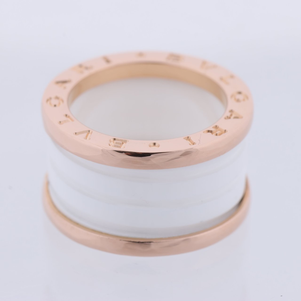Bvlgari Bvlgari B.Zero1 Ring in 750 Pink Gold and White Ceramic (9.4g, Size 49) Goud
