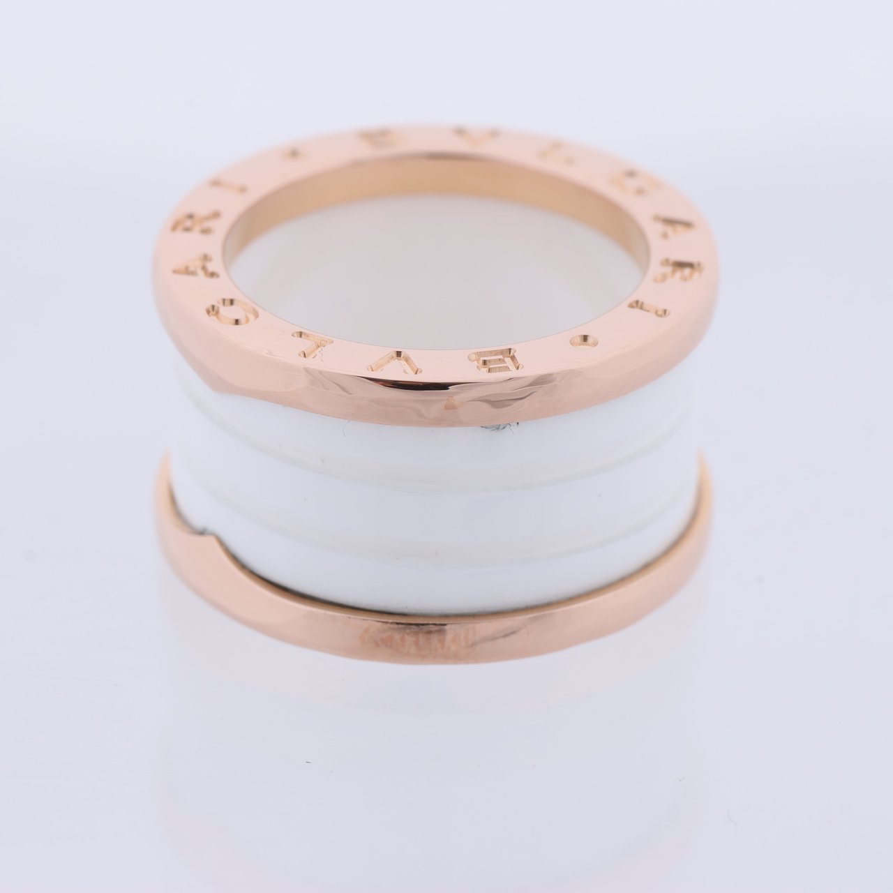 Bvlgari Bvlgari B.Zero1 Ring in 750 Pink Gold and White Ceramic (9.4g, Size 49) Goud