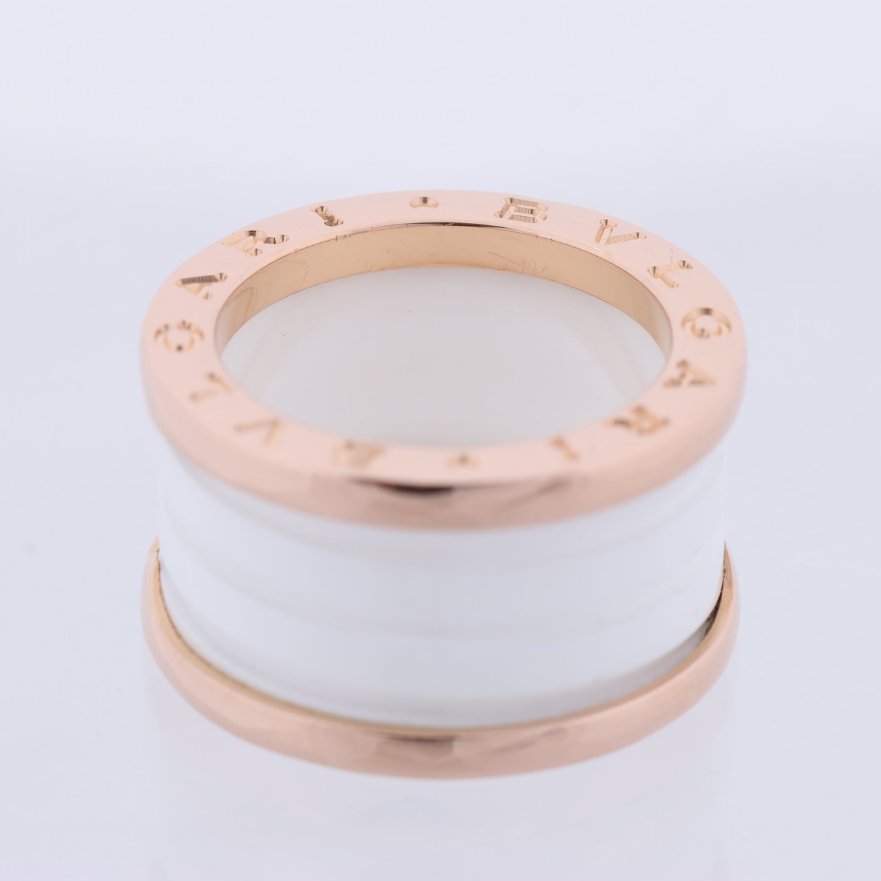 Bvlgari Bvlgari B.Zero1 Ring in 750 Pink Gold and White Ceramic (9.4g, Size 49) Goud