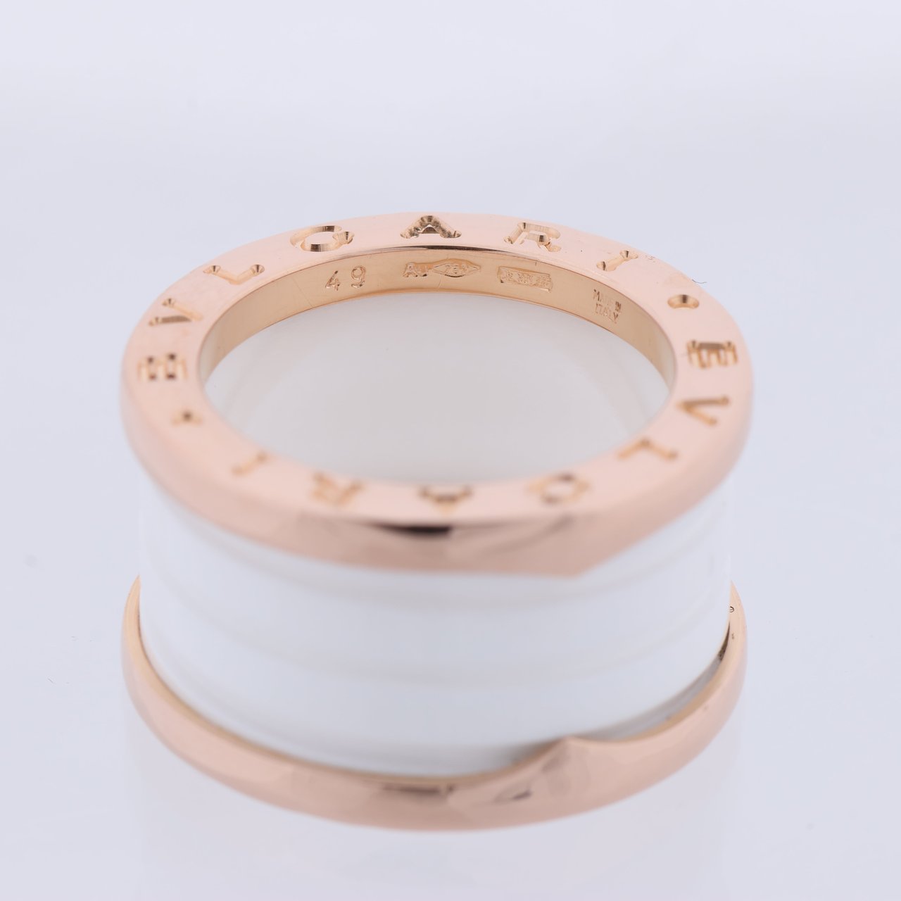 Bvlgari Bvlgari B.Zero1 Ring in 750 Pink Gold and White Ceramic (9.4g, Size 49) Goud