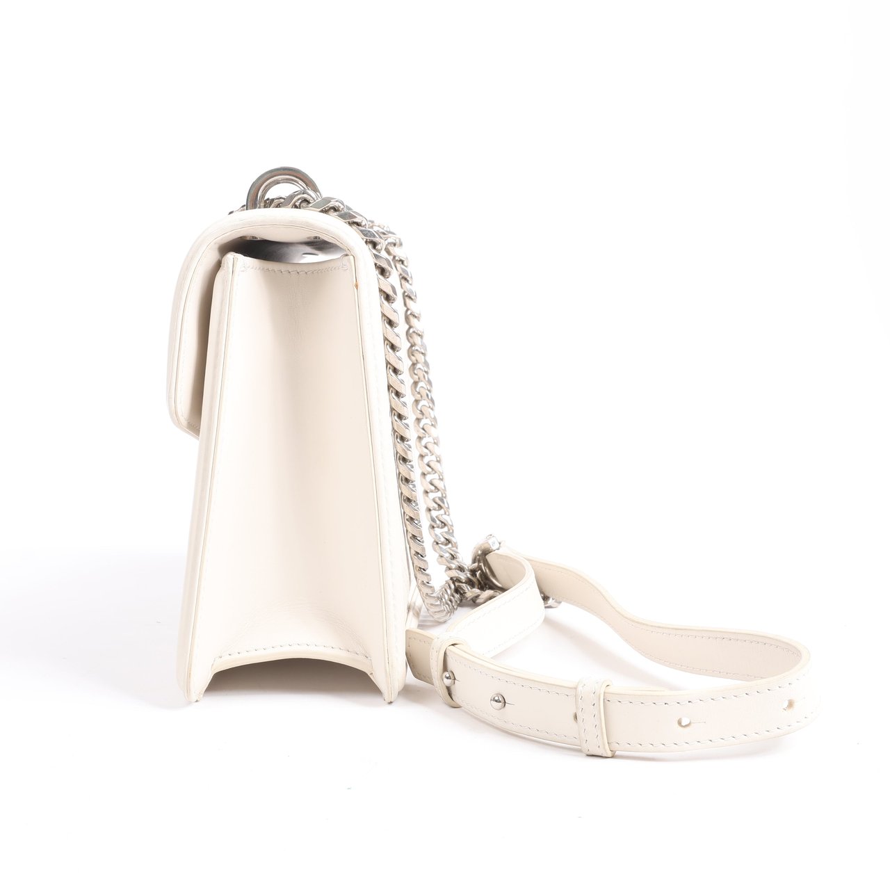 Bvlgari BVLGARI Serpenti Leather Chain Shoulder Bag in White Wit