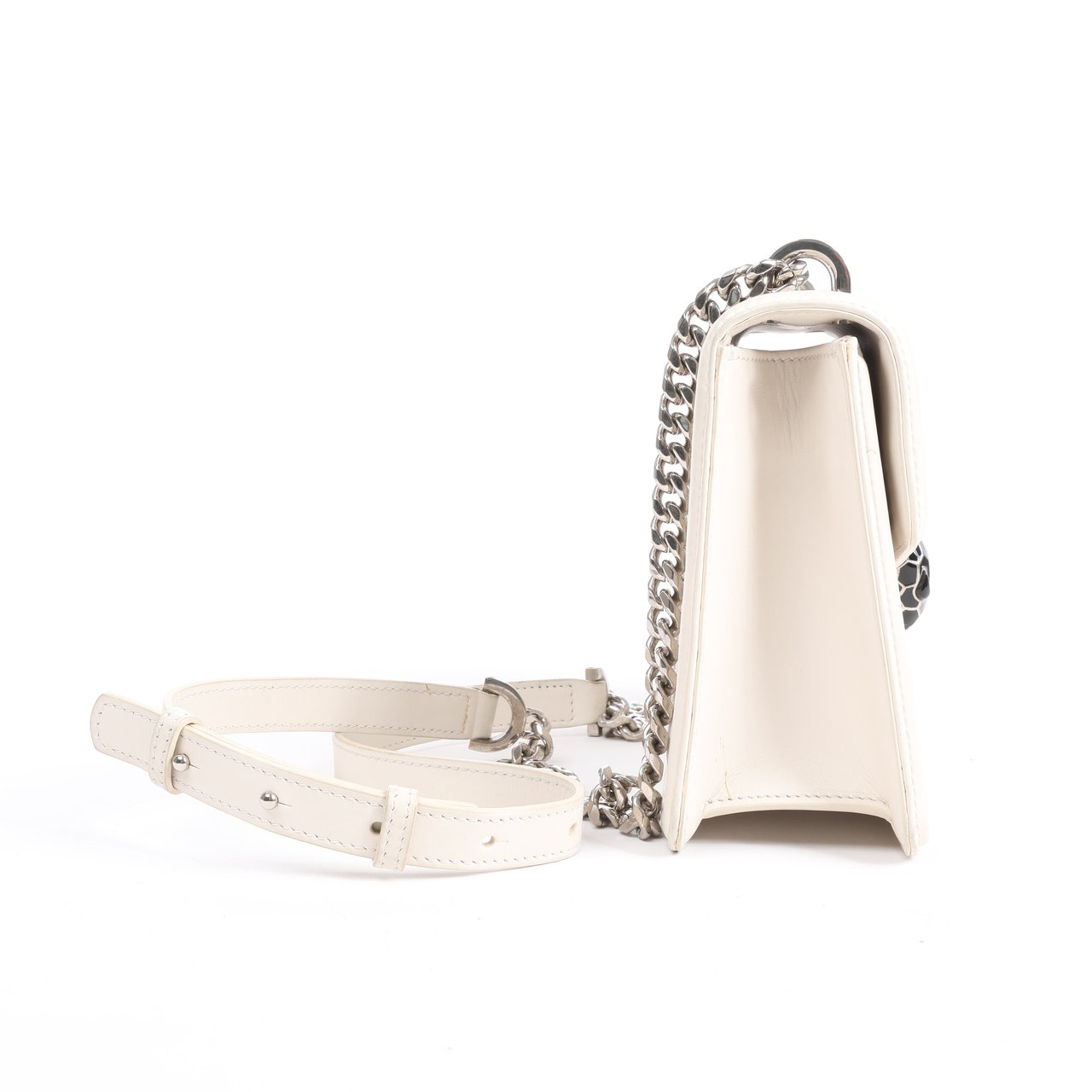 Bvlgari BVLGARI Serpenti Leather Chain Shoulder Bag in White Wit