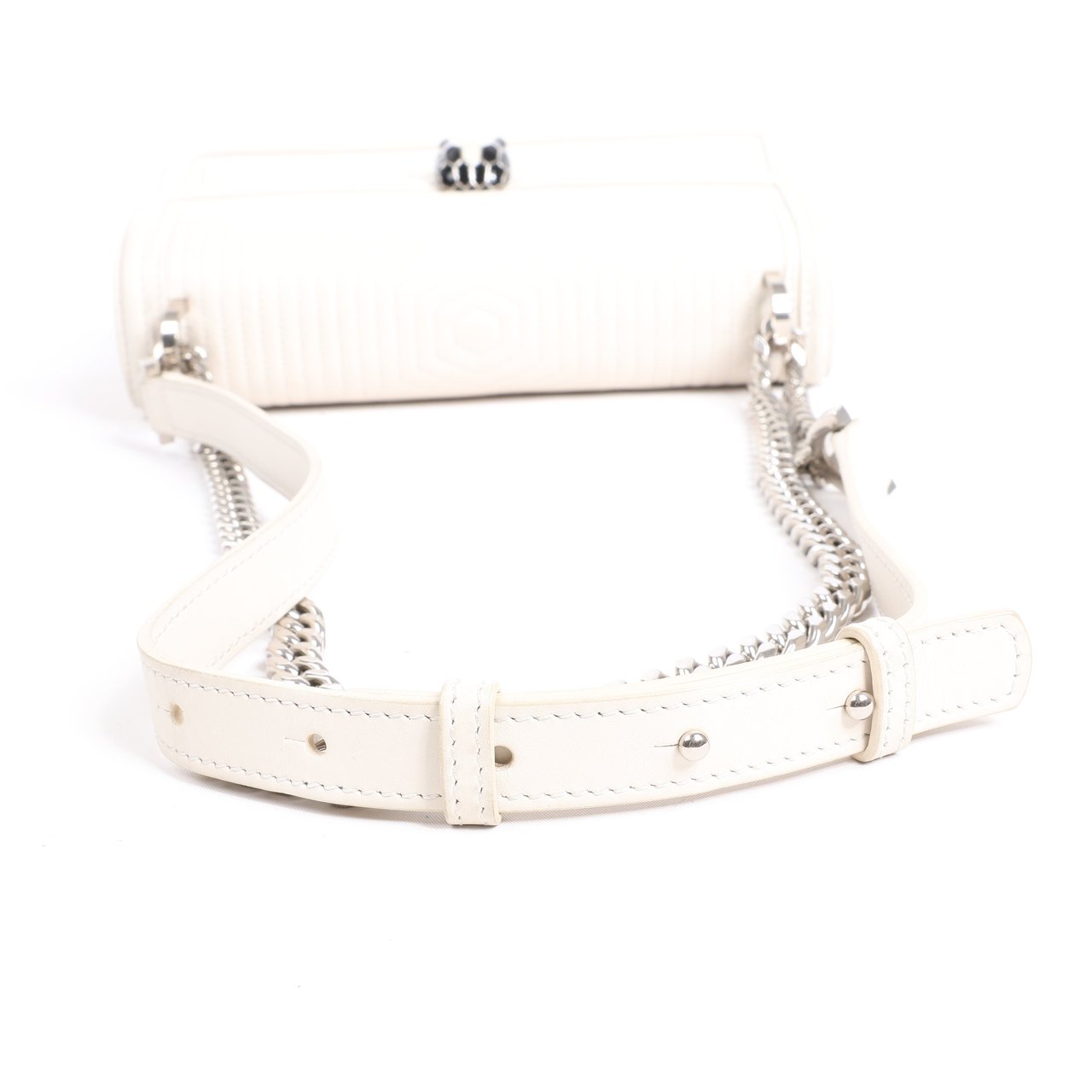 Bvlgari BVLGARI Serpenti Leather Chain Shoulder Bag in White Wit
