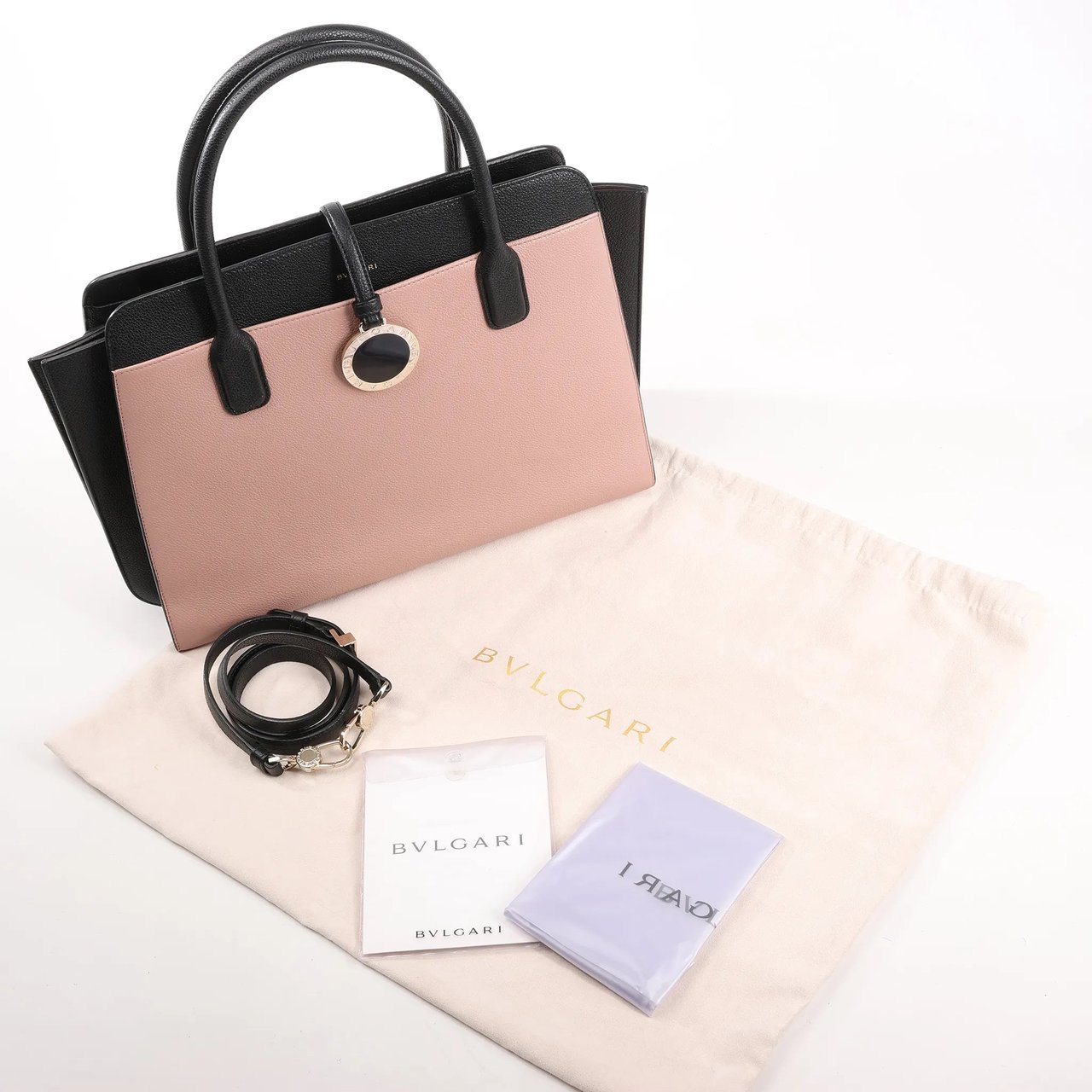 Bvlgari BVLGARI ALBA Leather 2Way Handbag Pink x Black Divers