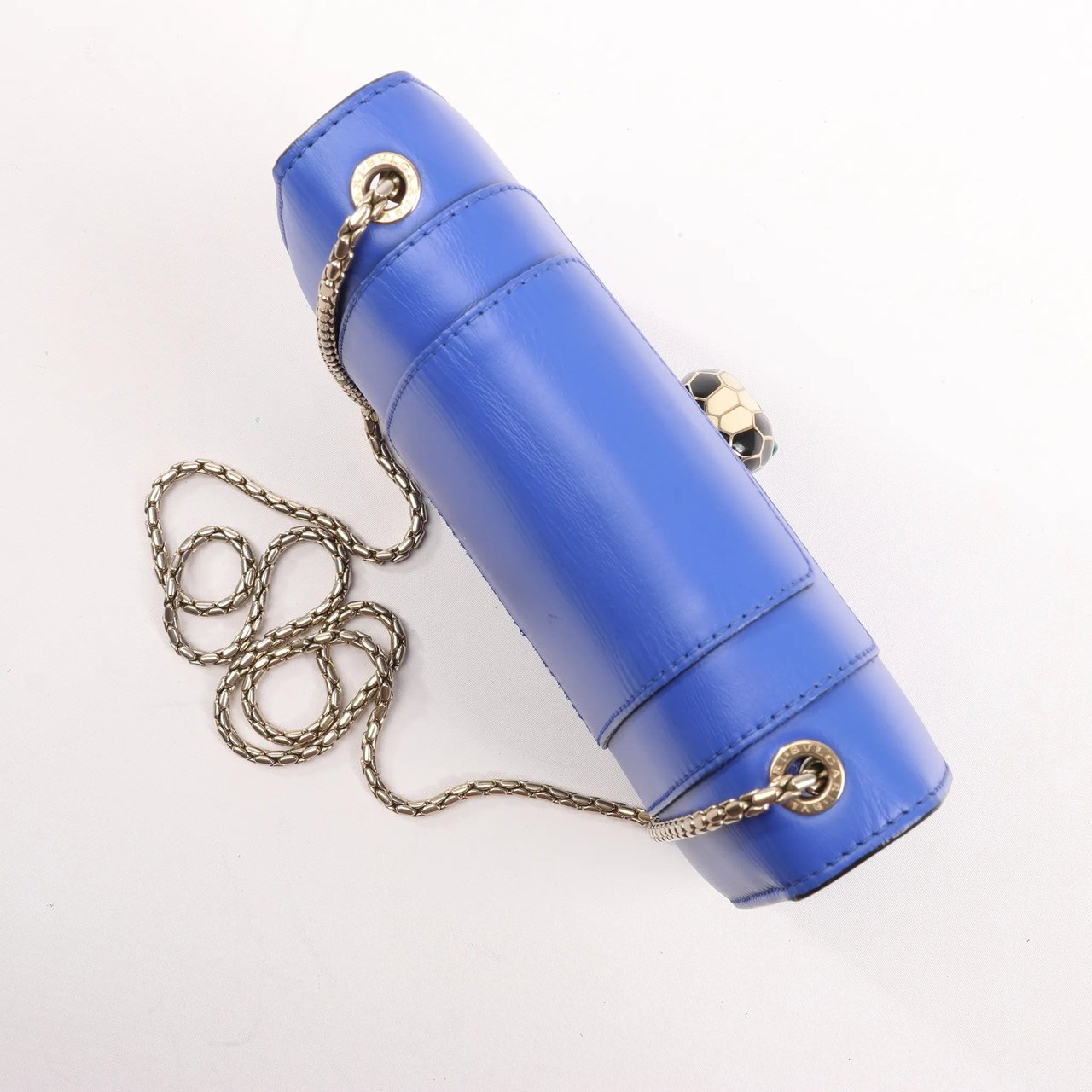 Bvlgari BVLGARI Serpenti Forever Leather Chain Shoulder Bag in Blue Blauw