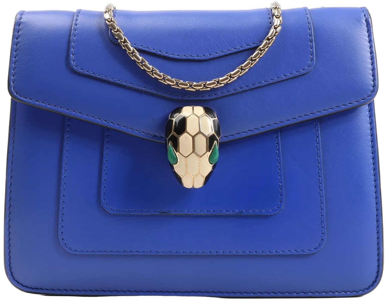 Bvlgari BVLGARI Serpenti Forever Leather Chain Shoulder Bag in Blue Blauw