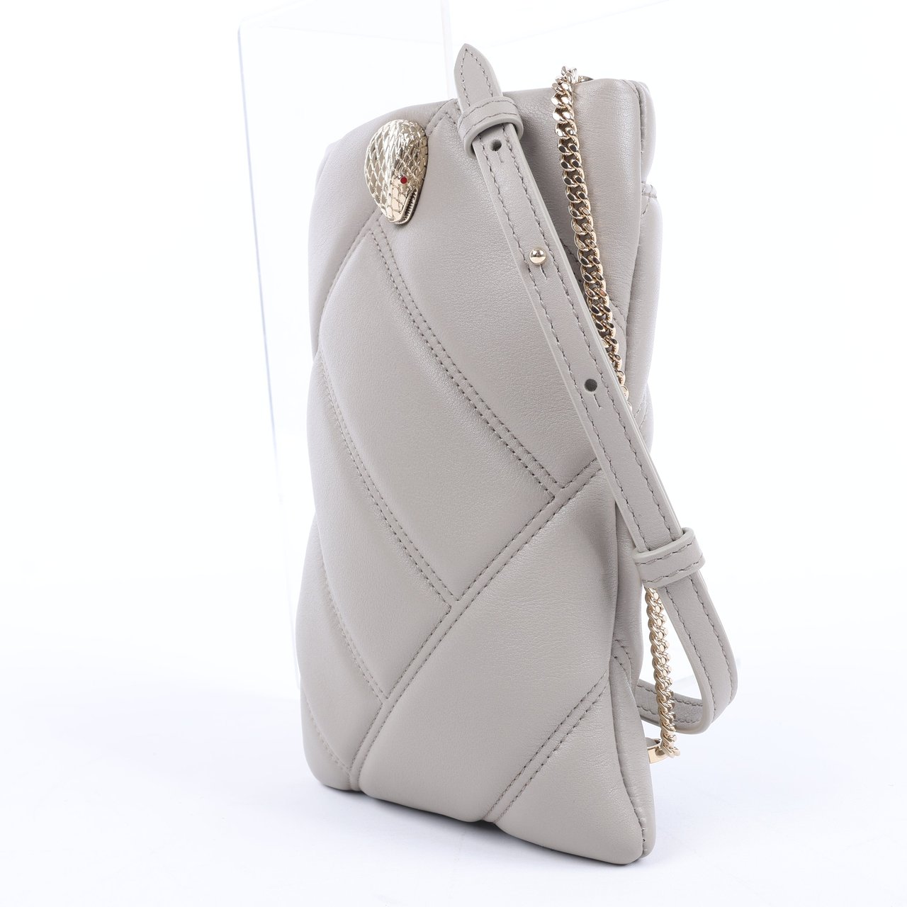 Bvlgari BVLGARI Serpenti Cabochon Chain Leather Shoulder Bag in Gray Grijs