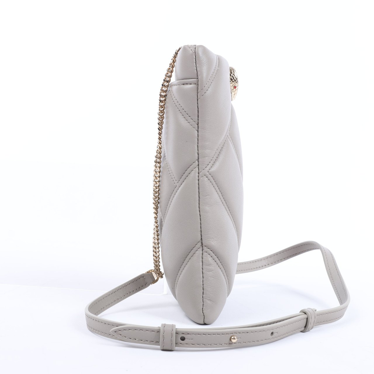Bvlgari BVLGARI Serpenti Cabochon Chain Leather Shoulder Bag in Gray Grijs