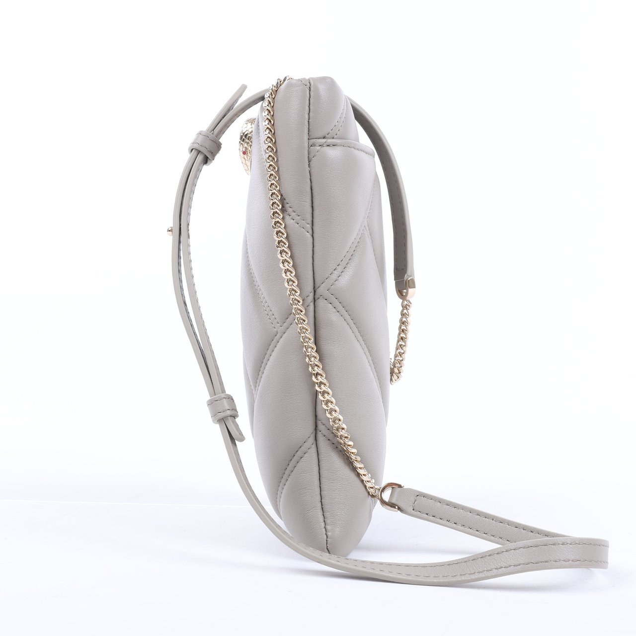 Bvlgari BVLGARI Serpenti Cabochon Chain Leather Shoulder Bag in Gray Grijs
