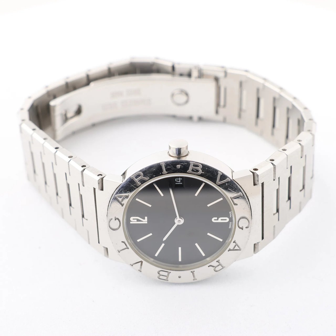 Bvlgari Bvlgari Bvlgari Bvlgari BB30SS D317440 SS QZ Watch with Black Dial Zwart