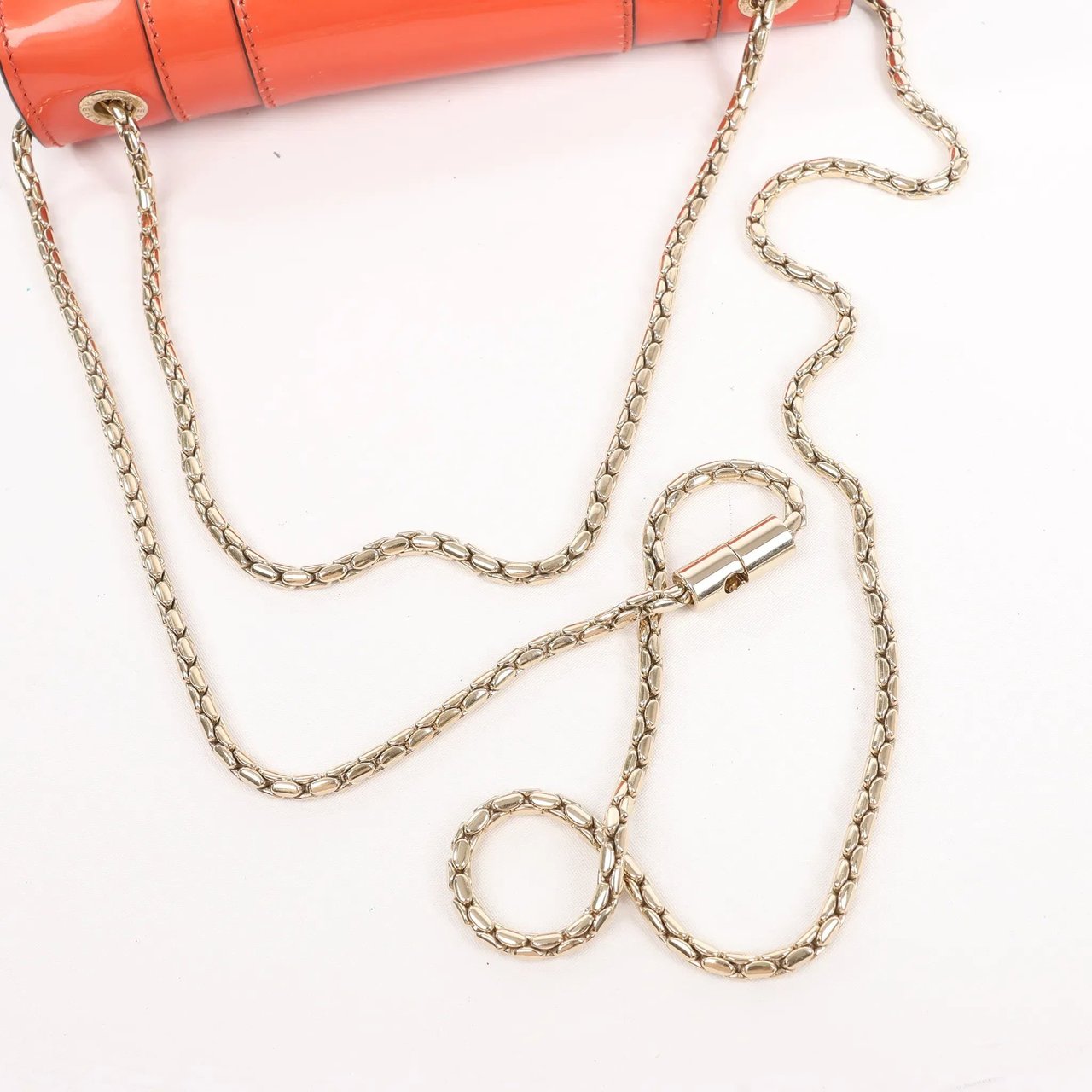 Bvlgari BVLGARI Serpenti Forever Patent Leather Chain Shoulder Bag in Orange Oranje