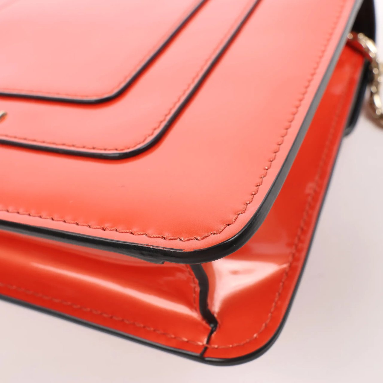 Bvlgari BVLGARI Serpenti Forever Patent Leather Chain Shoulder Bag in Orange Oranje