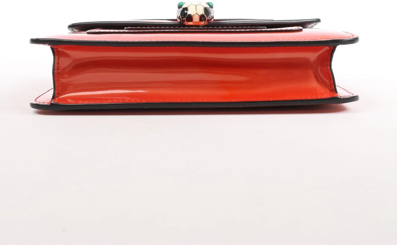 Bvlgari BVLGARI Serpenti Forever Patent Leather Chain Shoulder Bag in Orange Oranje