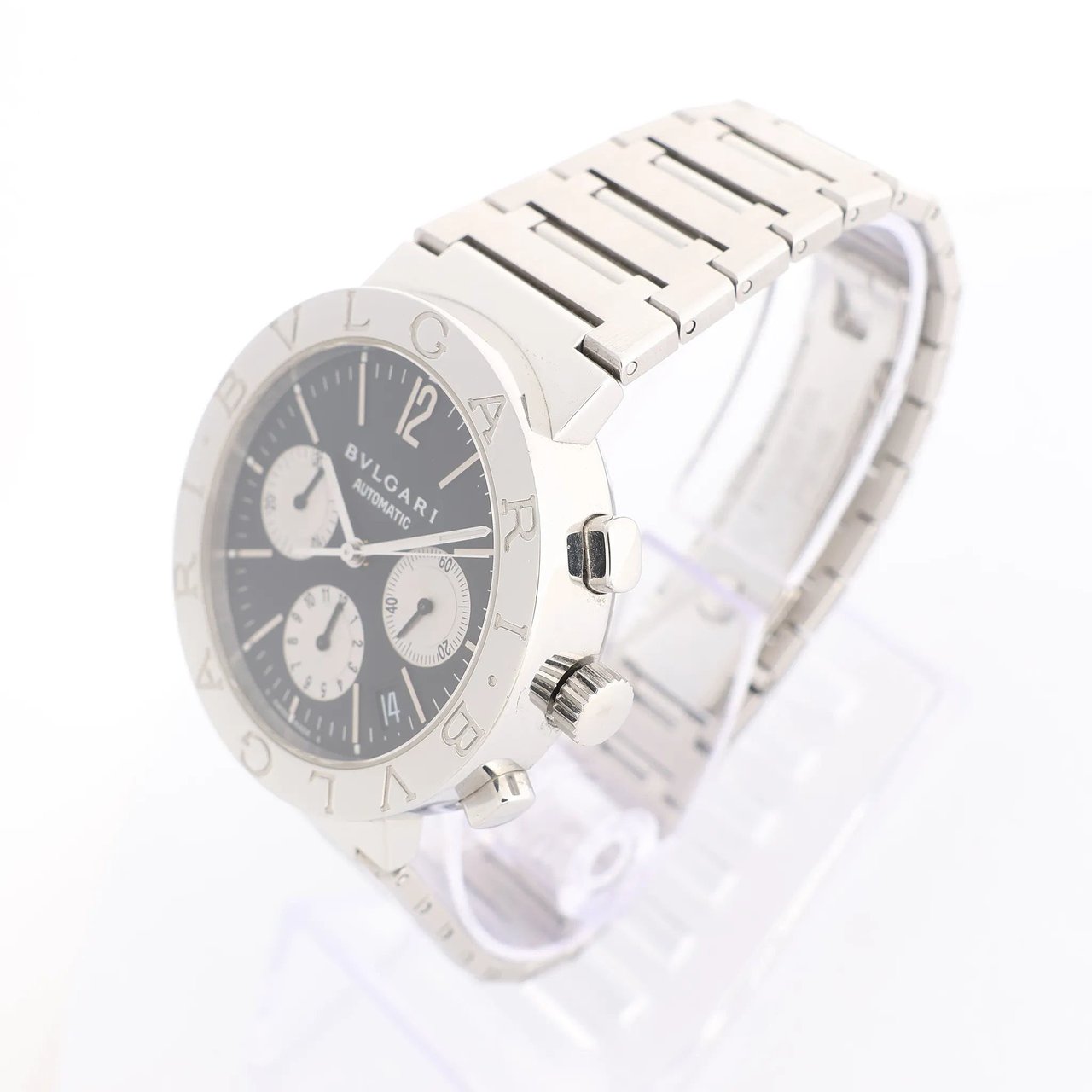 Bvlgari Bvlgari Bvlgari Bvlgari Chronograph BB38SSCH SS AT Watch with Black Dial Zwart