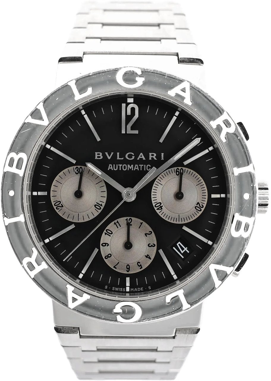 Bvlgari Bvlgari Bvlgari Bvlgari Chronograph BB38SSCH SS AT Watch with Black Dial Zwart
