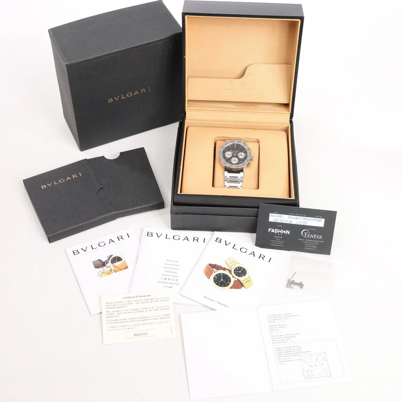 Bvlgari Bvlgari Bvlgari Bvlgari Chronograph BB38SSCH SS AT Watch with Black Dial Zwart