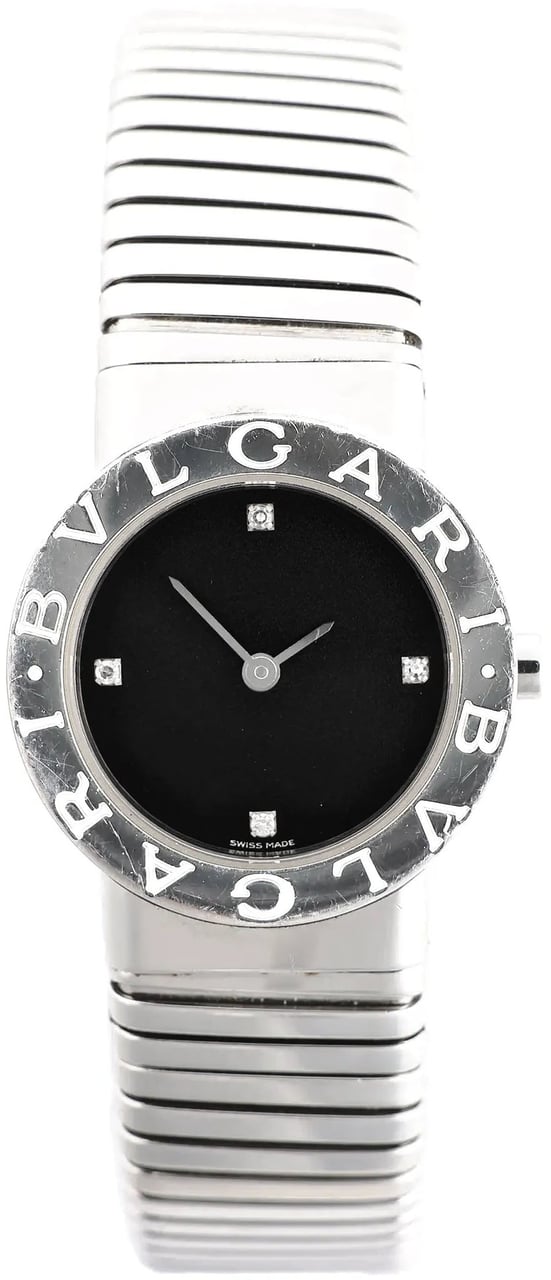 Bvlgari Bvlgari Bvlgari Bvlgari Tubogas BB262TS SS QZ Watch with Black Dial Zwart