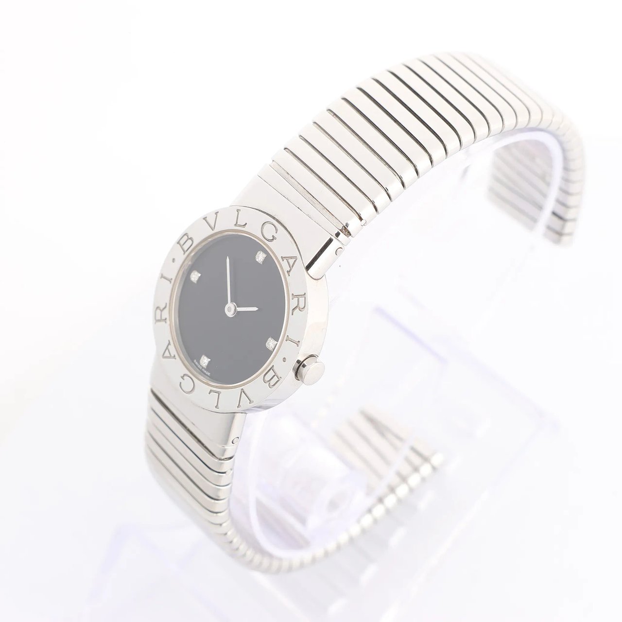 Bvlgari Bvlgari Bvlgari Bvlgari Tubogas BB262TS SS QZ Watch with Black Dial Zwart