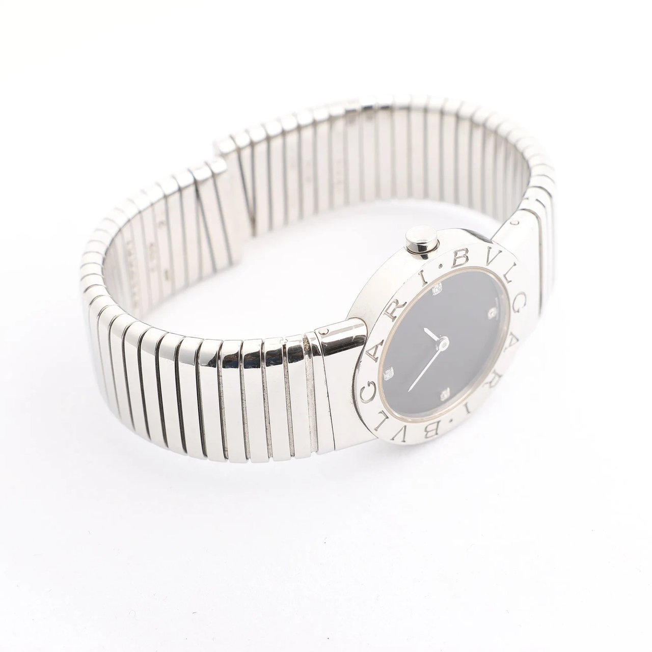 Bvlgari Bvlgari Bvlgari Bvlgari Tubogas BB262TS SS QZ Watch with Black Dial Zwart