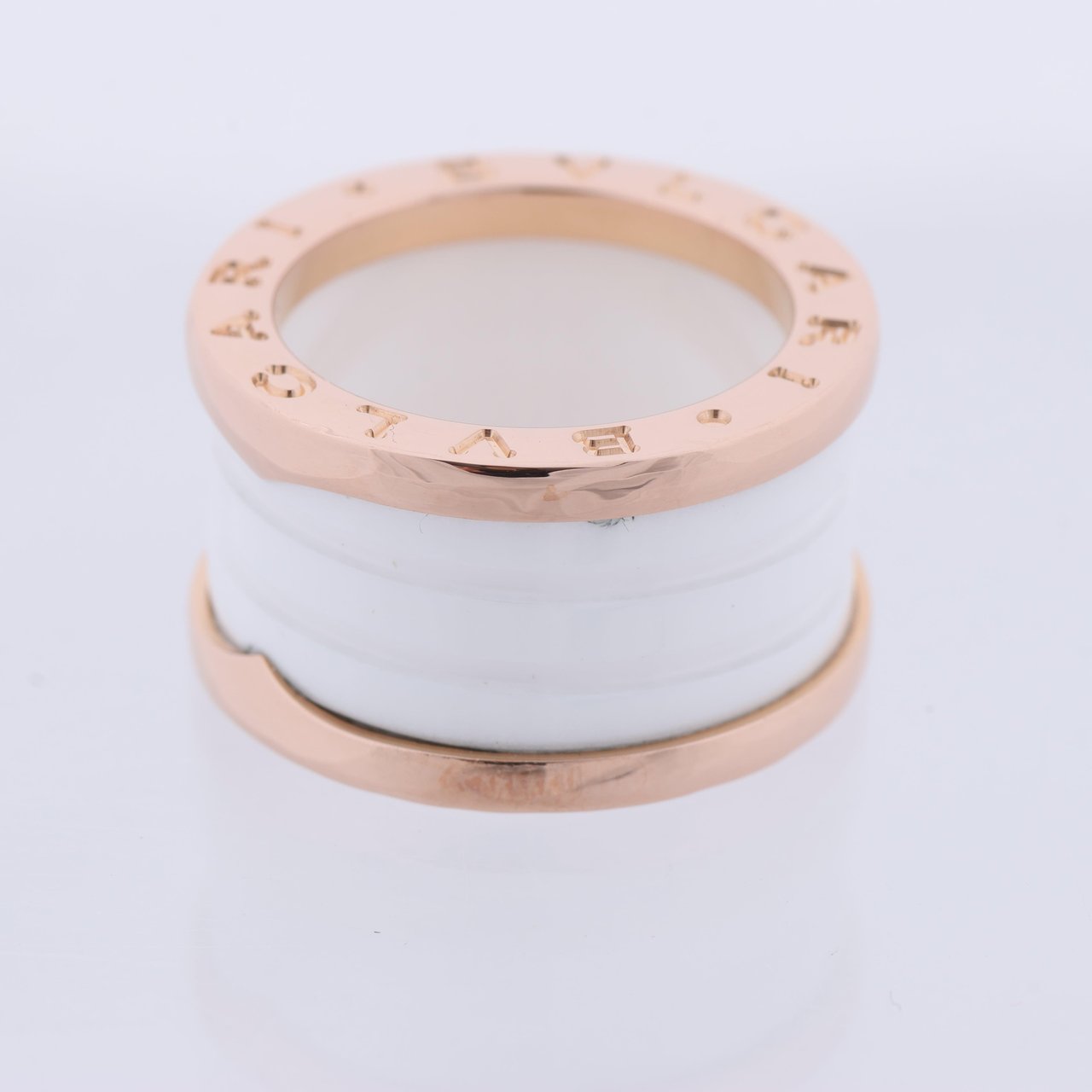 Bvlgari Bvlgari B.Zero1 Ring in 750 Pink Gold and White Ceramic (9.4g, Size 49) Goud