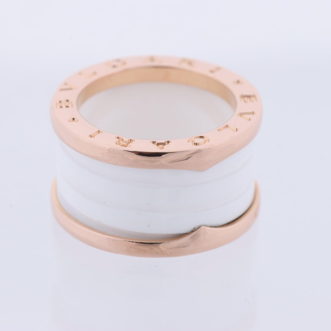 Bvlgari Bvlgari B.Zero1 Ring in 750 Pink Gold and White Ceramic (9.4g, Size 49) Goud
