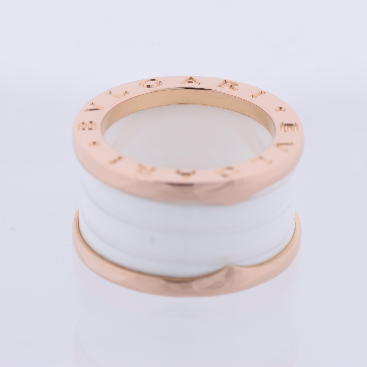 Bvlgari Bvlgari B.Zero1 Ring in 750 Pink Gold and White Ceramic (9.4g, Size 49) Goud