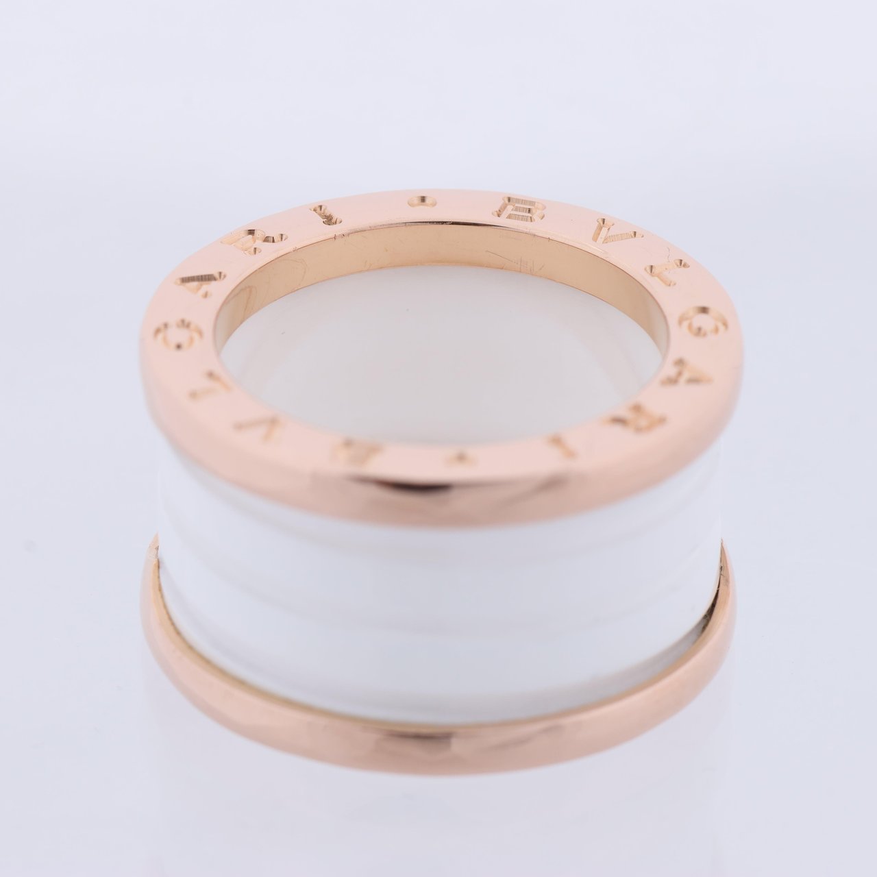 Bvlgari Bvlgari B.Zero1 Ring in 750 Pink Gold and White Ceramic (9.4g, Size 49) Goud