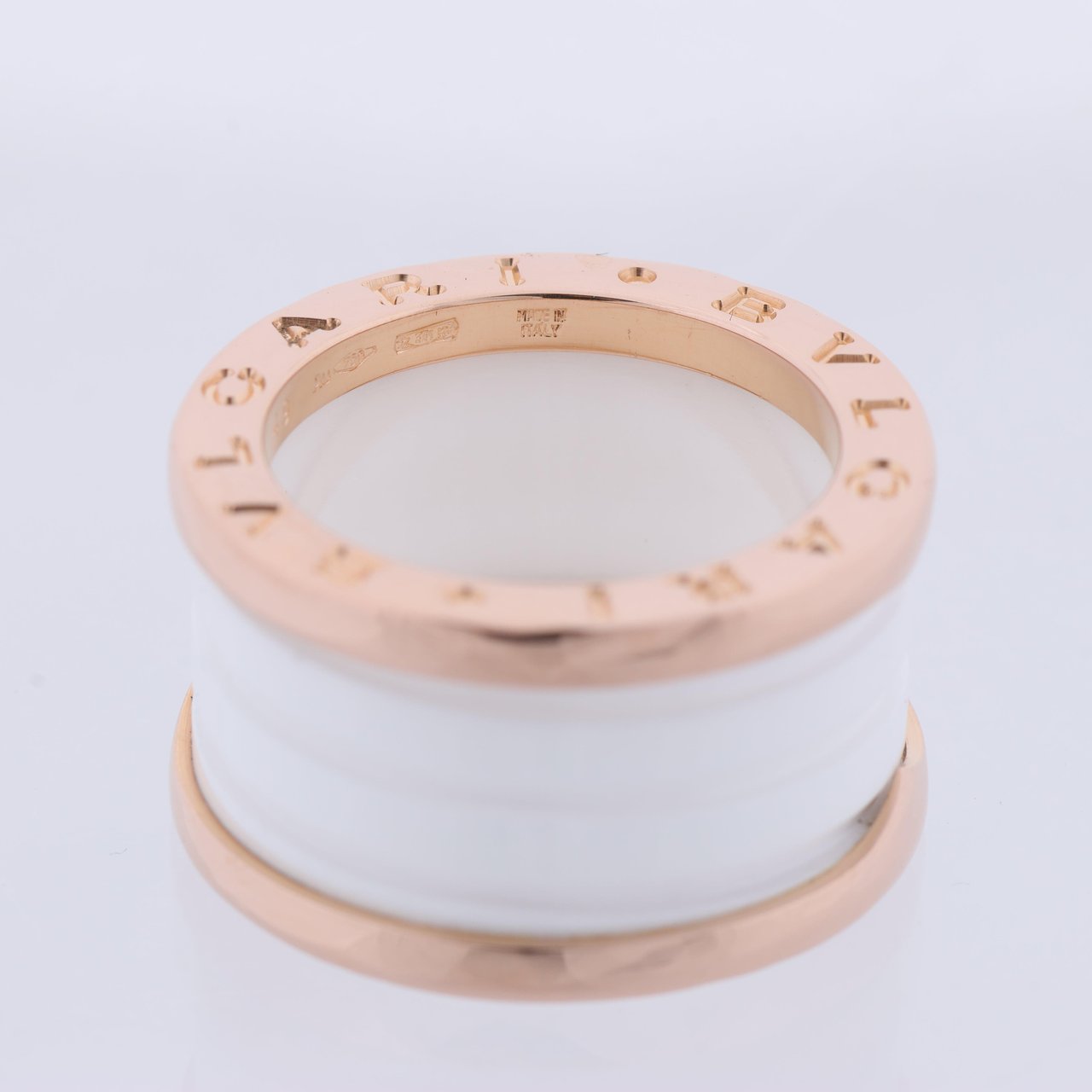 Bvlgari Bvlgari B.Zero1 Ring in 750 Pink Gold and White Ceramic (9.4g, Size 49) Goud