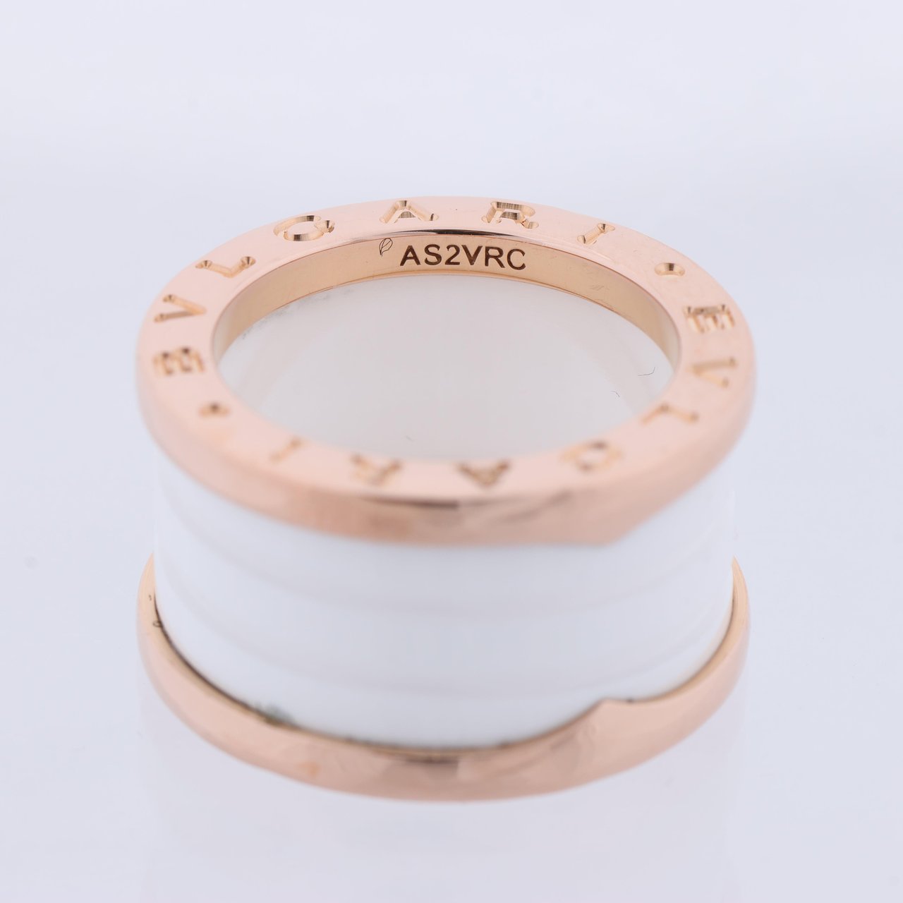 Bvlgari Bvlgari B.Zero1 Ring in 750 Pink Gold and White Ceramic (9.4g, Size 49) Goud