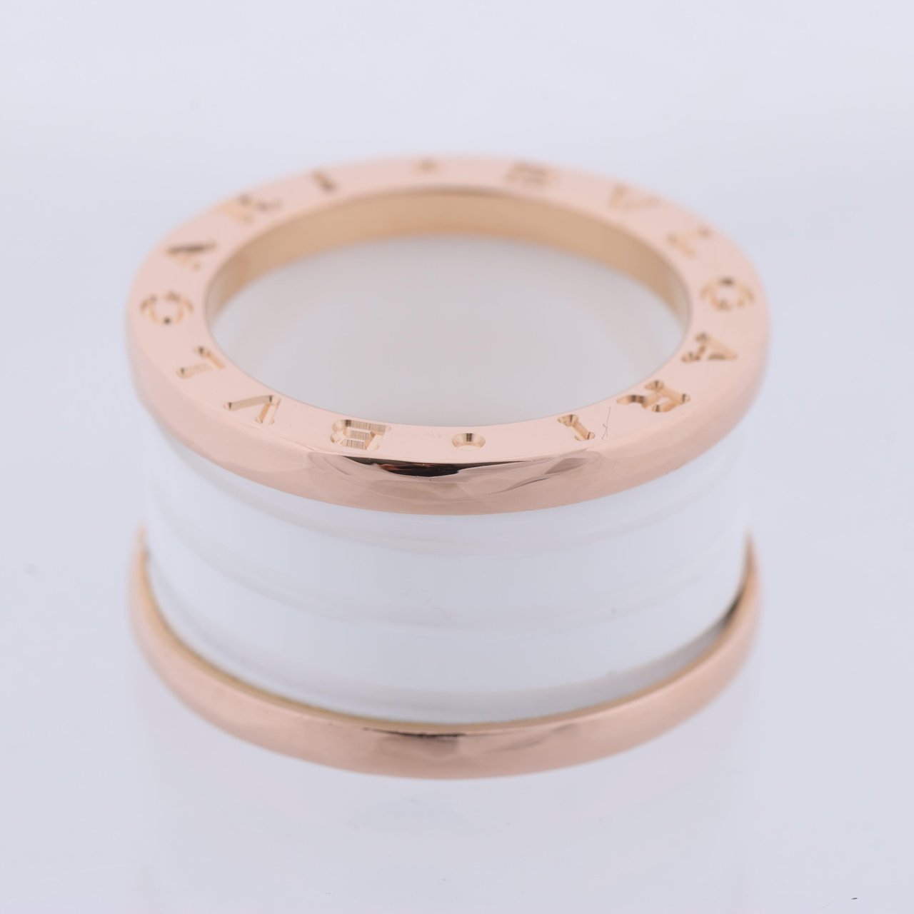 Bvlgari Bvlgari B.Zero1 Ring in 750 Pink Gold and White Ceramic (9.4g, Size 49) Goud