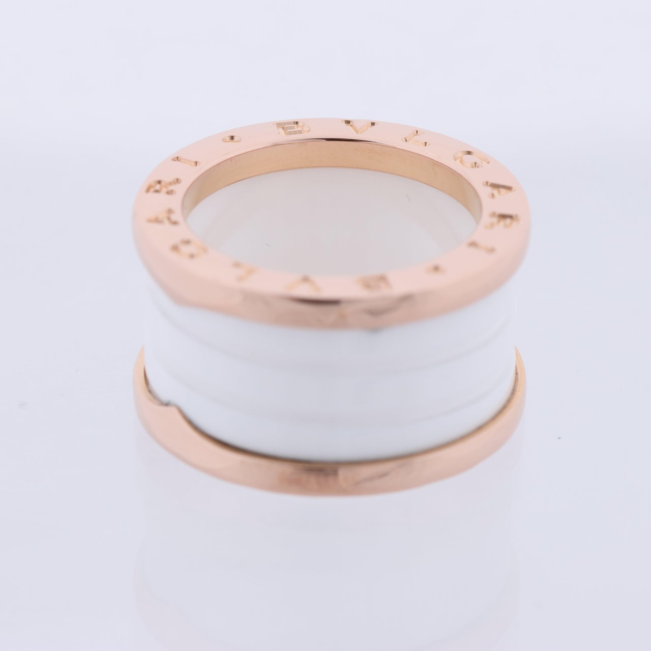 Bvlgari Bvlgari B.Zero1 Ring in 750 Pink Gold and White Ceramic (9.4g, Size 49) Goud