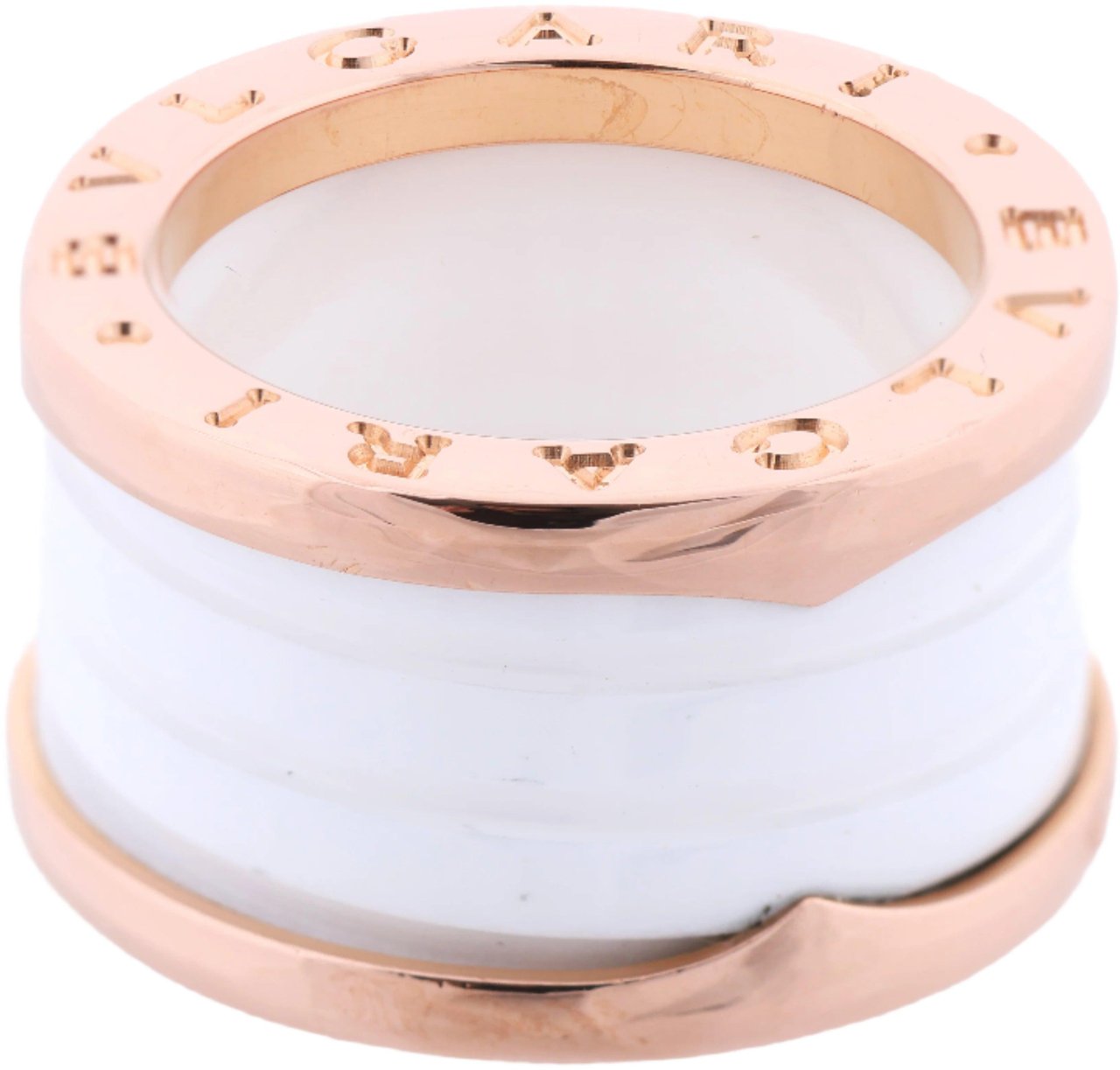 Bvlgari Bvlgari B.Zero1 Ring in 750 Pink Gold and White Ceramic (9.4g, Size 49) Goud