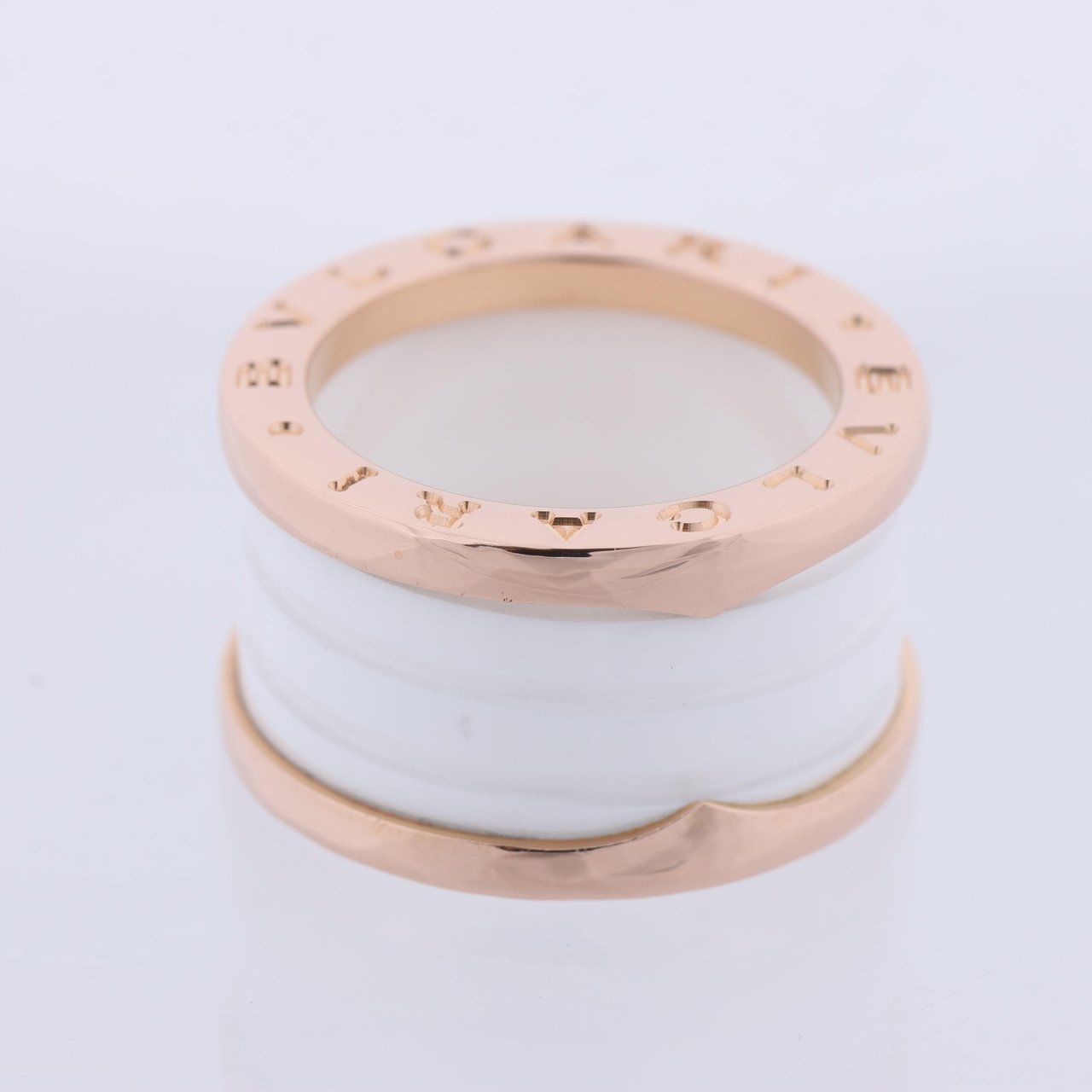 Bvlgari Bvlgari B.Zero1 Ring in 750 Pink Gold and White Ceramic (9.4g, Size 49) Goud