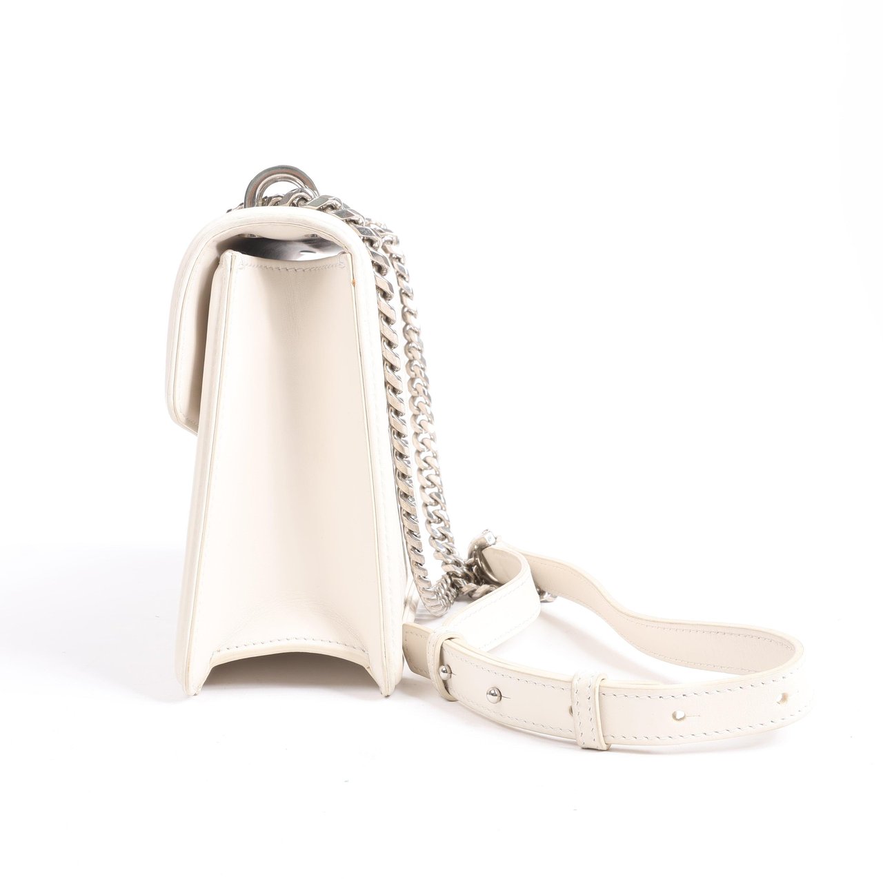 Bvlgari BVLGARI Serpenti Leather Chain Shoulder Bag in White Wit