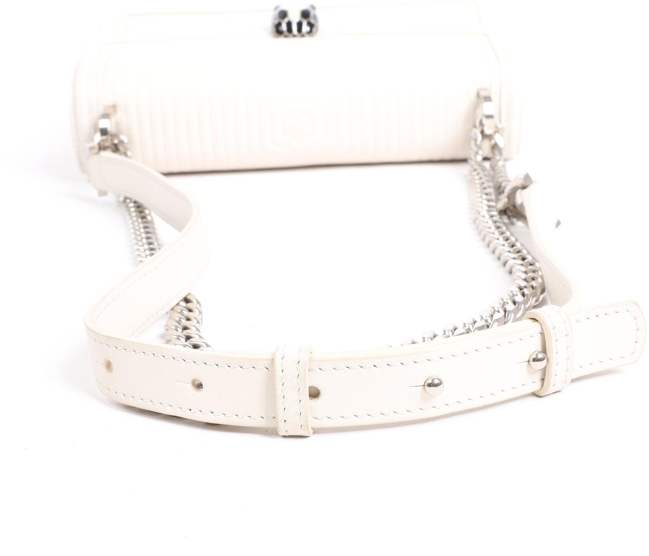 Bvlgari BVLGARI Serpenti Leather Chain Shoulder Bag in White Wit