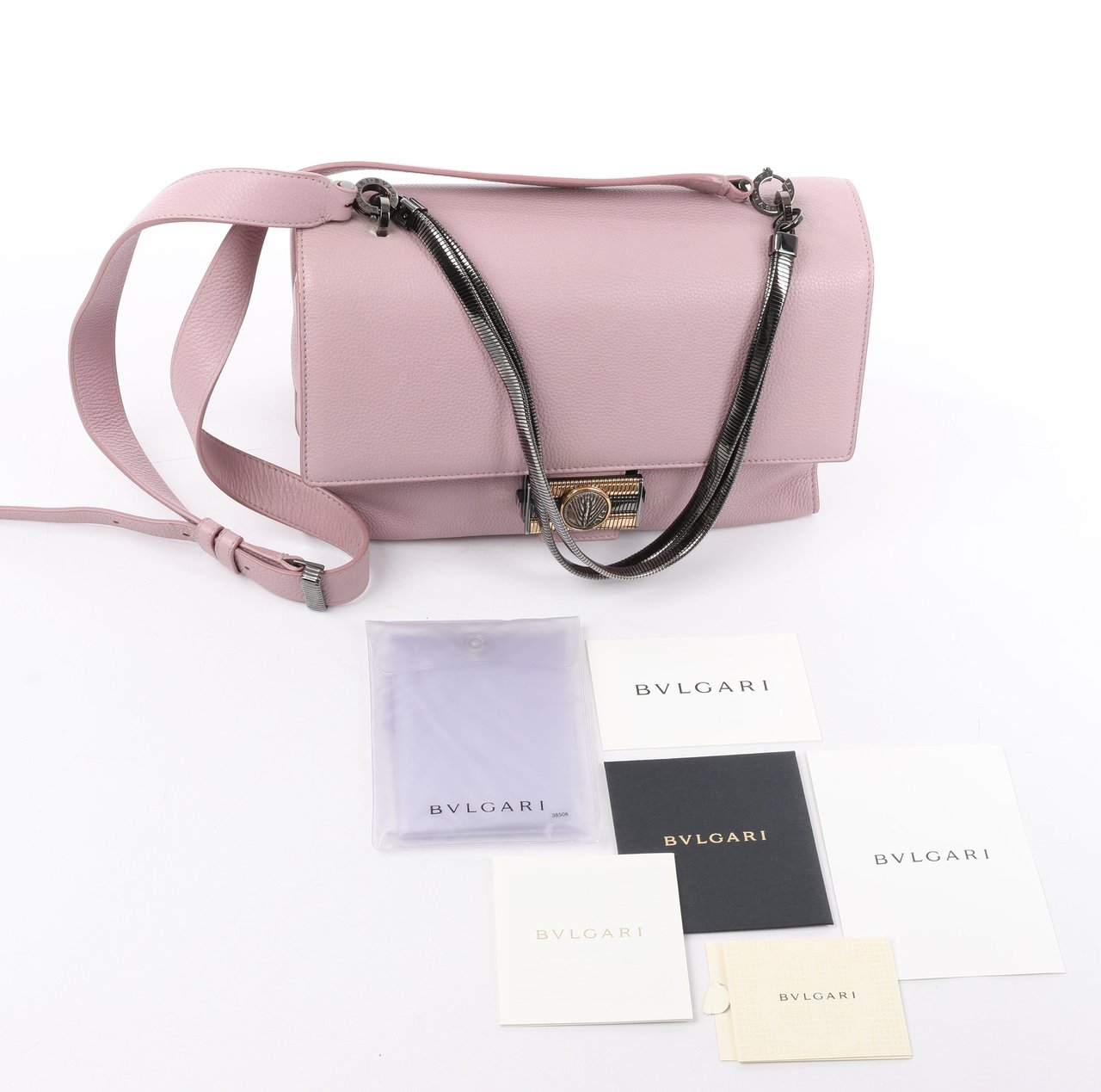 Bvlgari BVLGARI Monete Leather 2Way Shoulder Bag in Pink Roze
