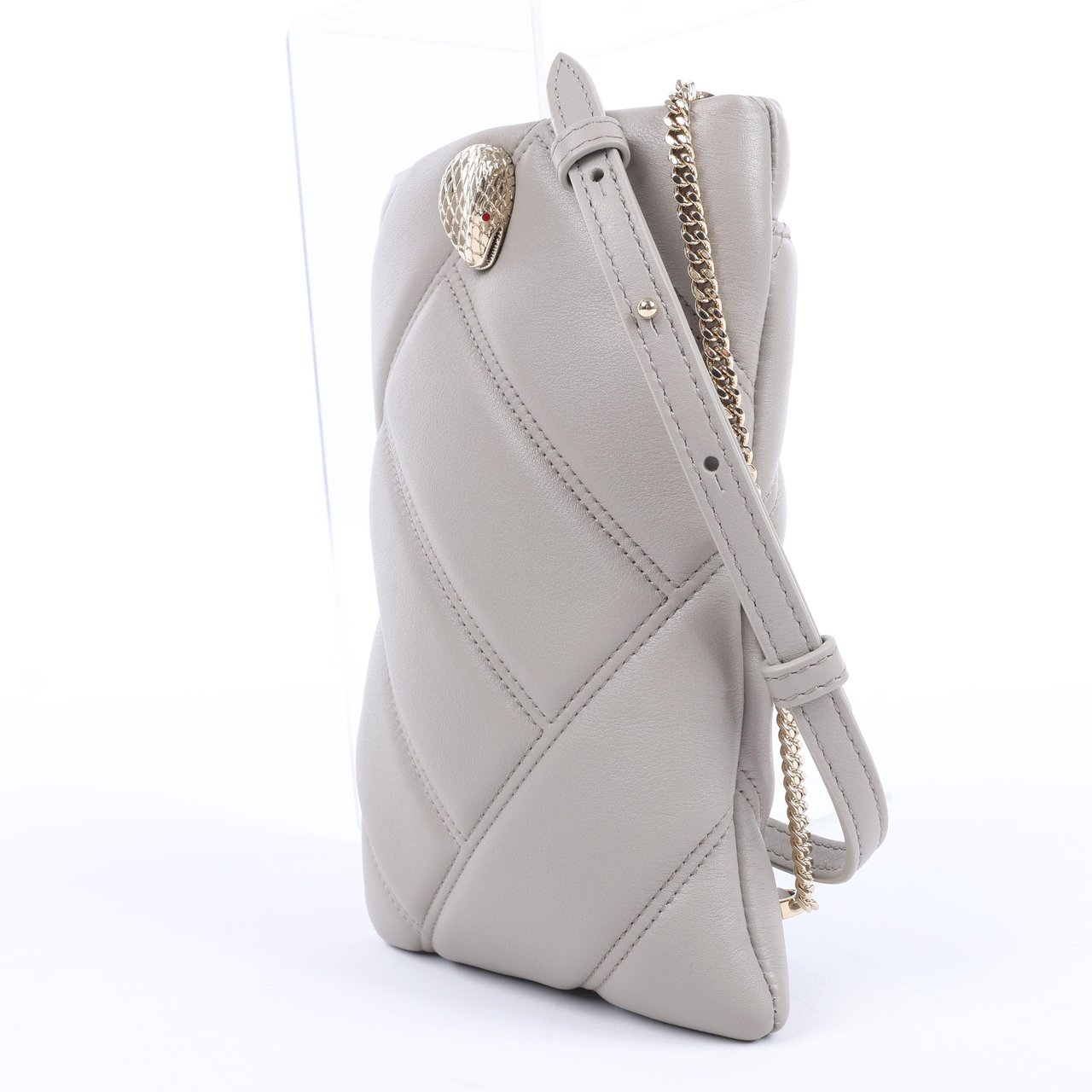 Bvlgari BVLGARI Serpenti Cabochon Chain Leather Shoulder Bag in Gray Grijs
