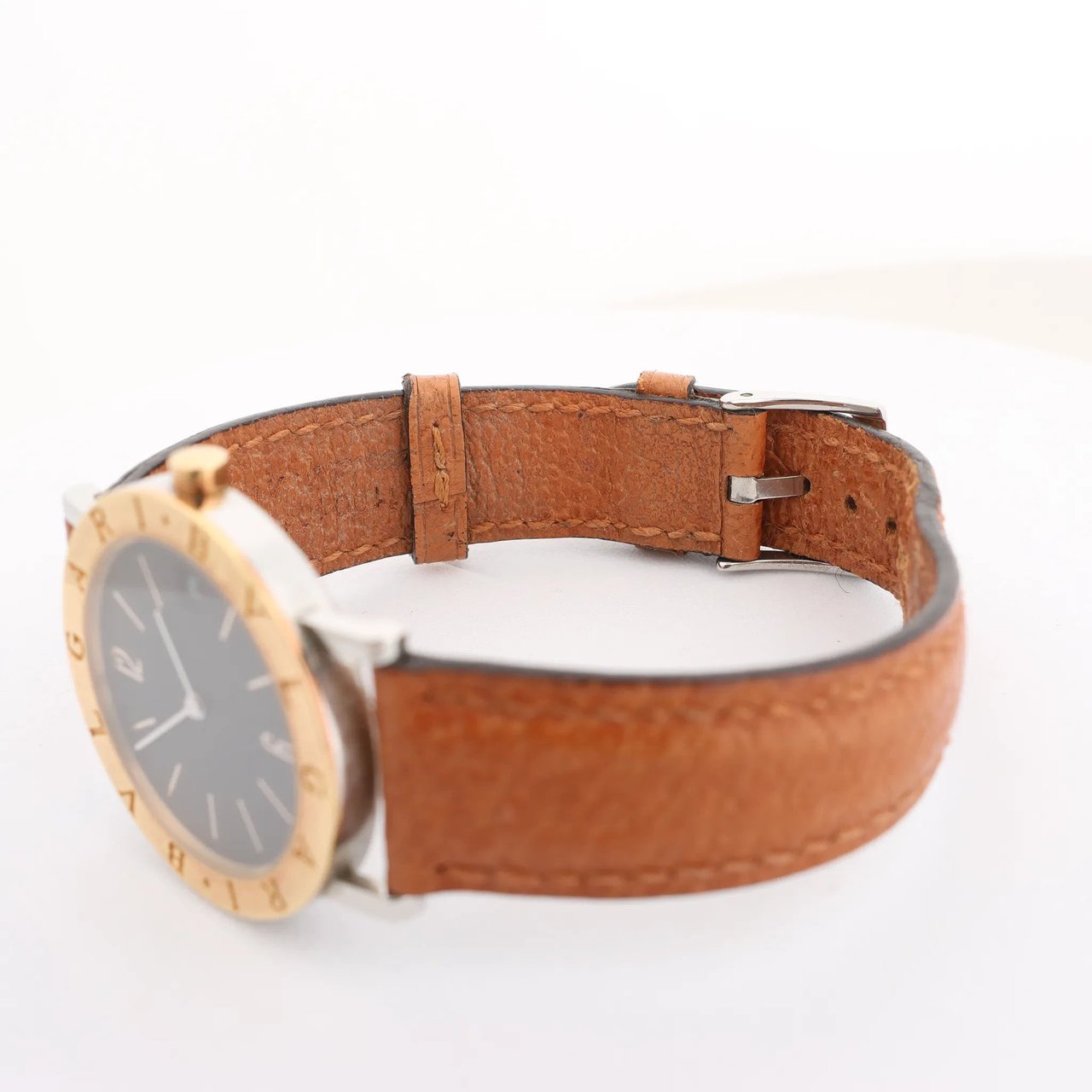 Bvlgari Bvlgari Bvlgari Bvlgari  BB33 SGL L 238436 SS YG Leather QZ Watch with Black Dial Zwart