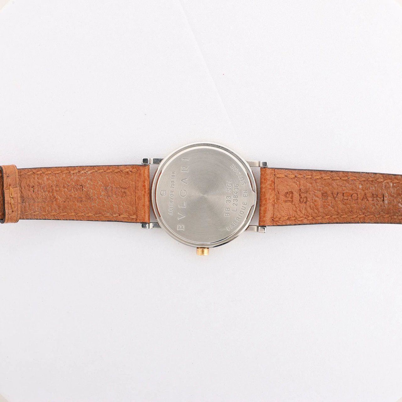 Bvlgari Bvlgari Bvlgari Bvlgari  BB33 SGL L 238436 SS YG Leather QZ Watch with Black Dial Zwart