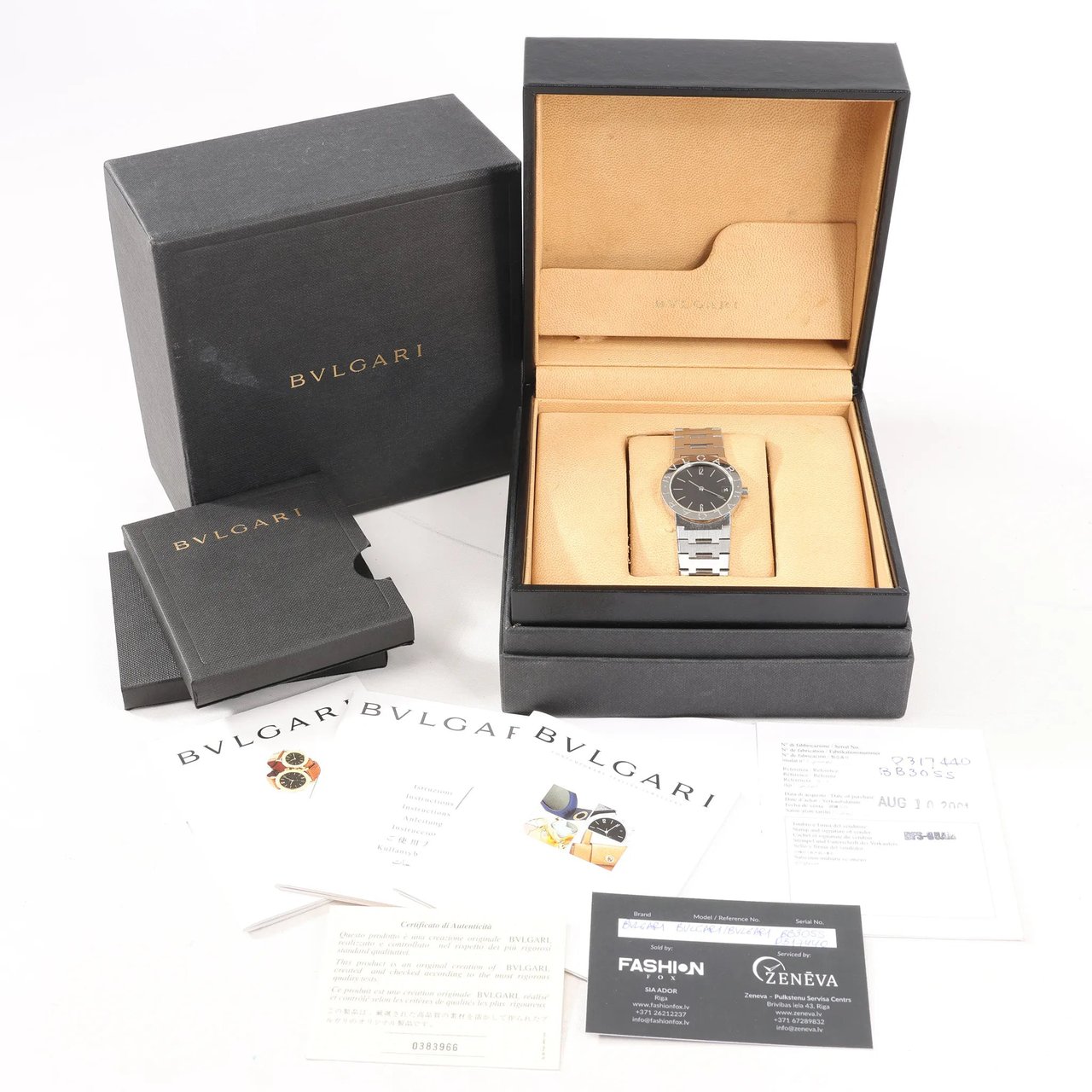 Bvlgari Bvlgari Bvlgari Bvlgari BB30SS D317440 SS QZ Watch with Black Dial Zwart