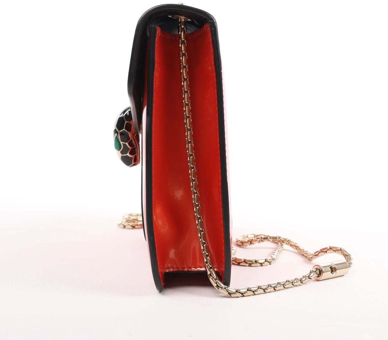 Bvlgari BVLGARI Serpenti Forever Patent Leather Chain Shoulder Bag in Orange Oranje