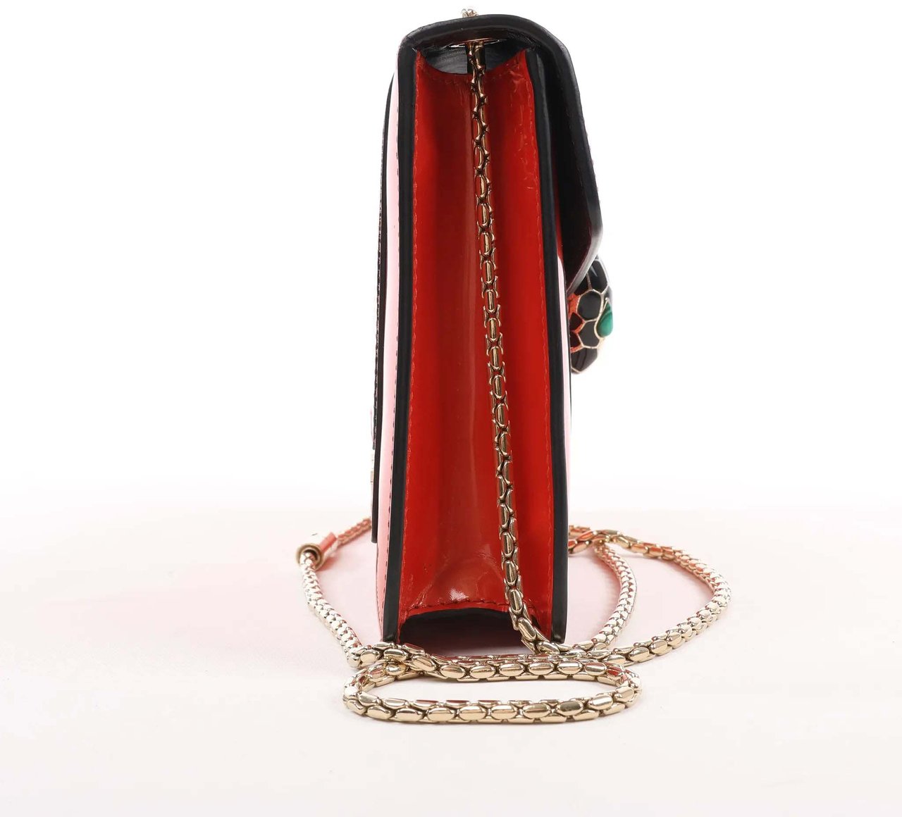 Bvlgari BVLGARI Serpenti Forever Patent Leather Chain Shoulder Bag in Orange Oranje