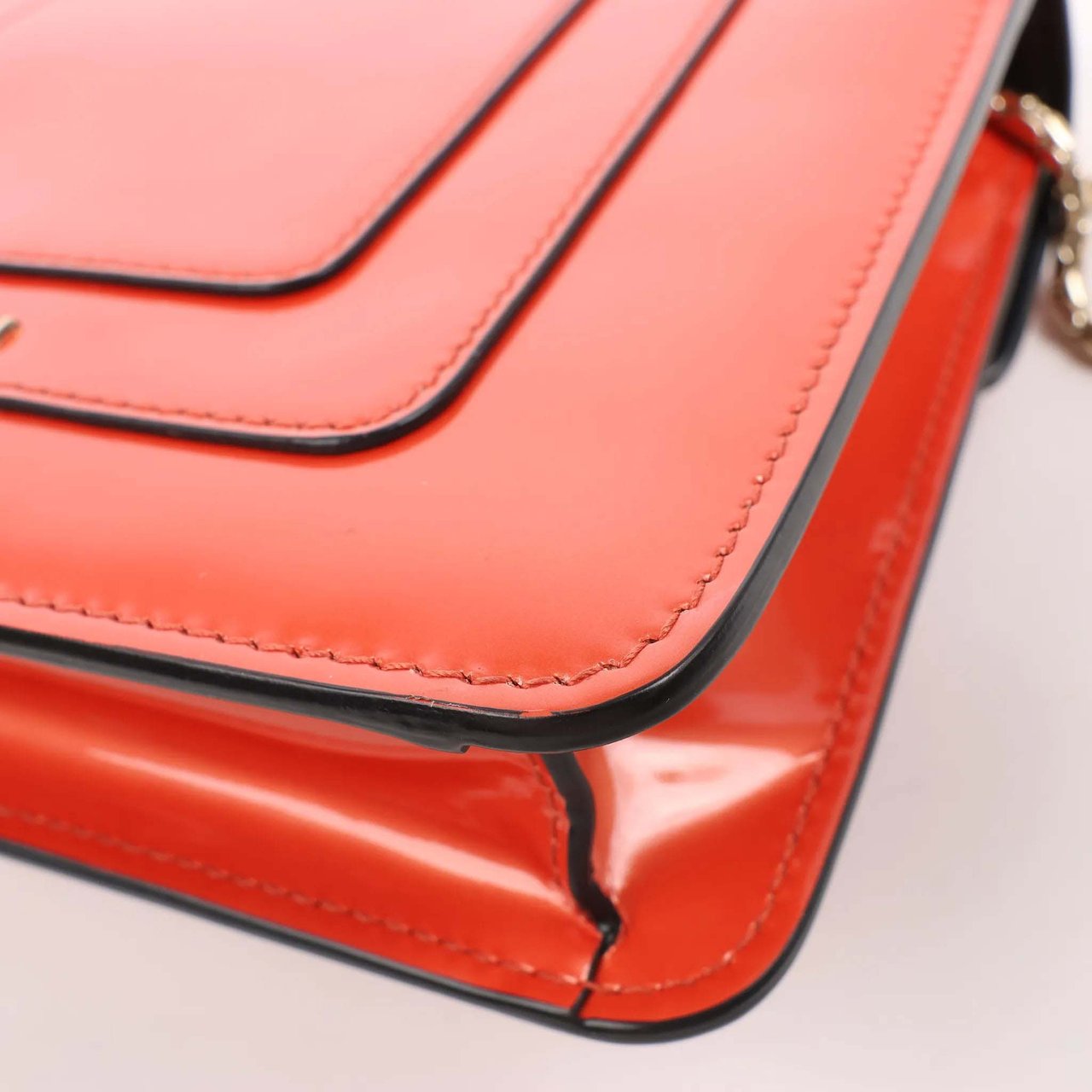 Bvlgari BVLGARI Serpenti Forever Patent Leather Chain Shoulder Bag in Orange Oranje