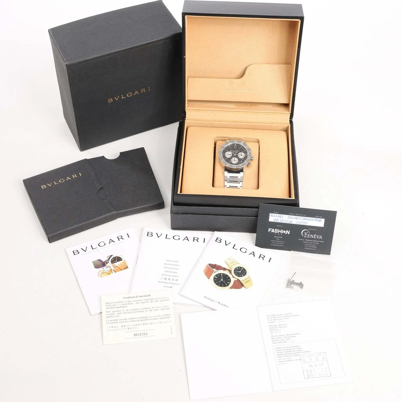 Bvlgari Bvlgari Bvlgari Bvlgari Chronograph BB38SSCH SS AT Watch with Black Dial Zwart