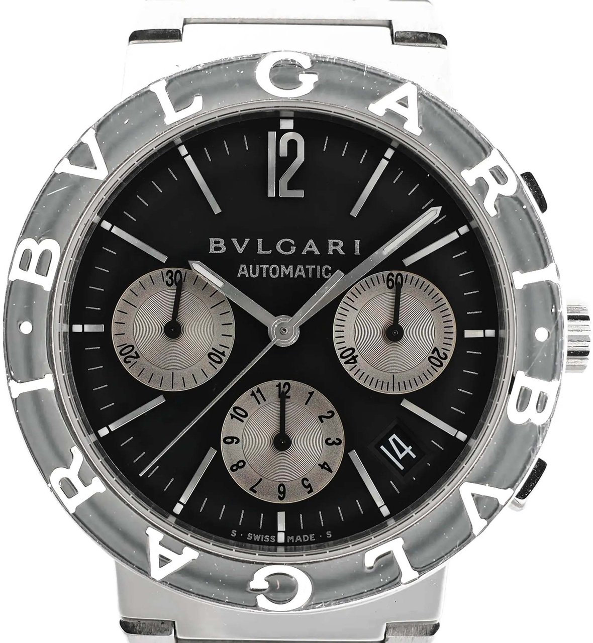 Bvlgari Bvlgari Bvlgari Bvlgari Chronograph BB38SSCH SS AT Watch with Black Dial Zwart