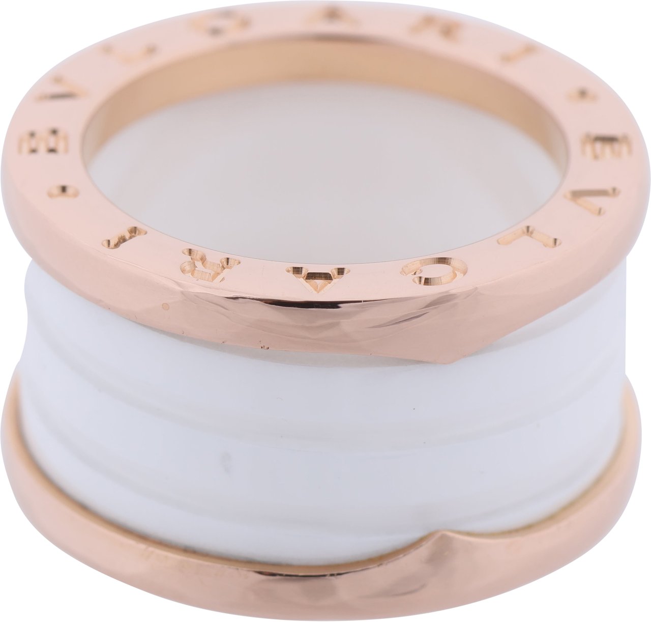 Bvlgari Bvlgari B.Zero1 Ring in 750 Pink Gold and White Ceramic (9.4g, Size 49) Goud