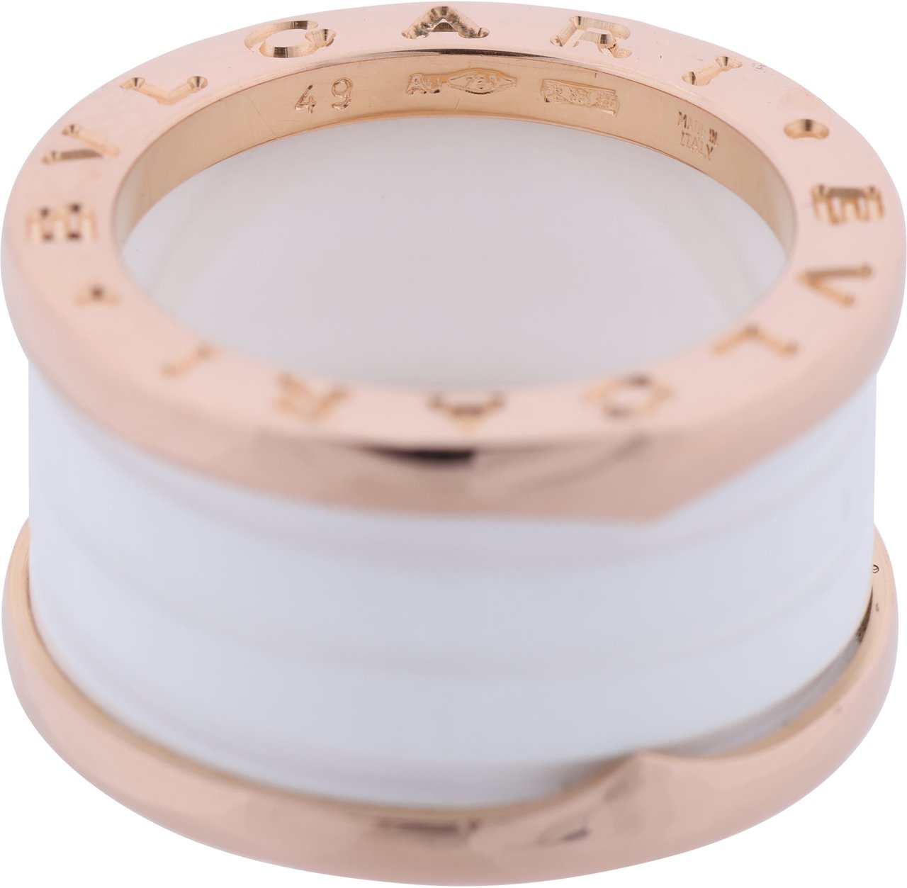 Bvlgari Bvlgari B.Zero1 Ring in 750 Pink Gold and White Ceramic (9.4g, Size 49) Goud